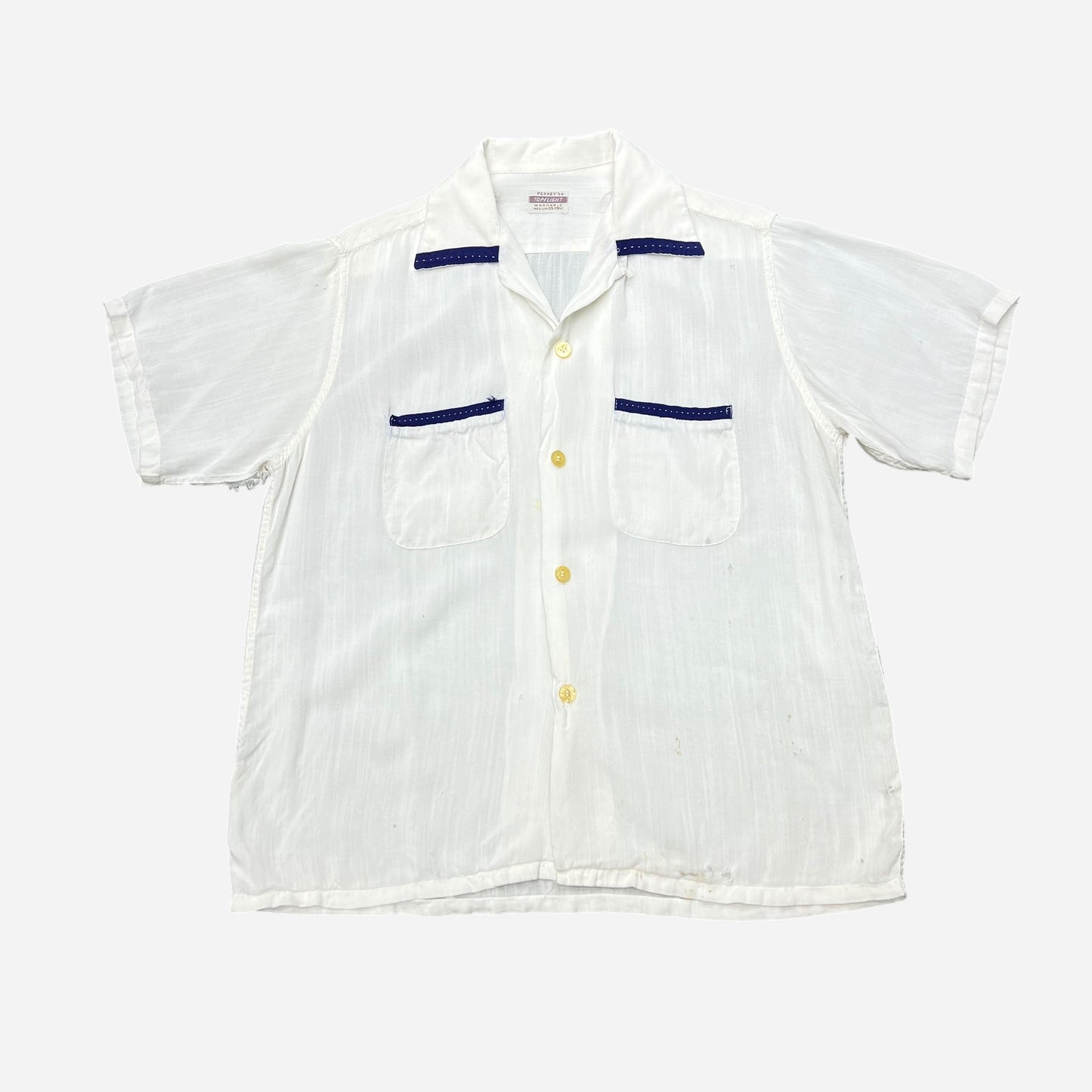 1950s Penneys Topflight rayon/cotton loop collar shirt (M)
