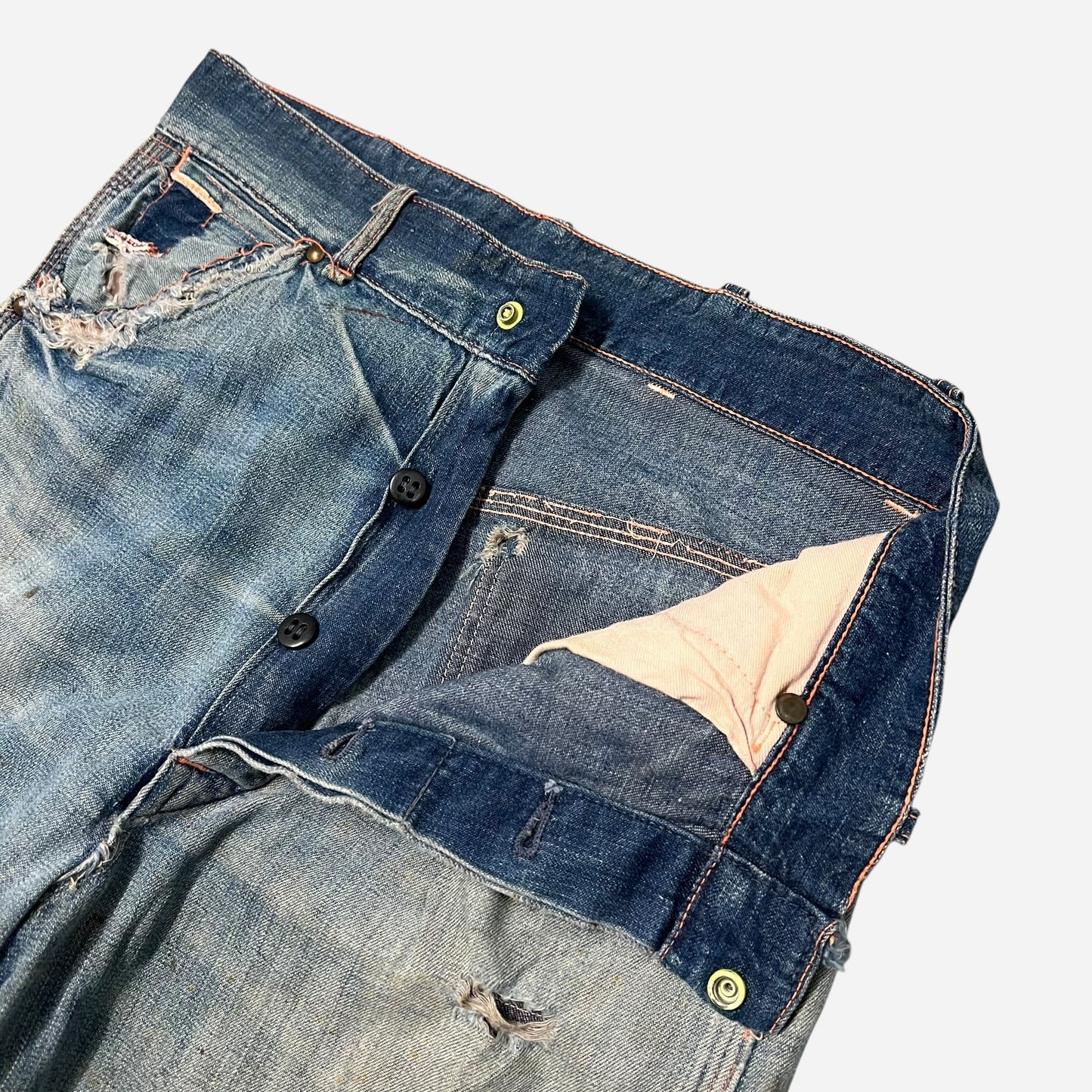 1940s Donut button fly paint splatter jeans (28w)
