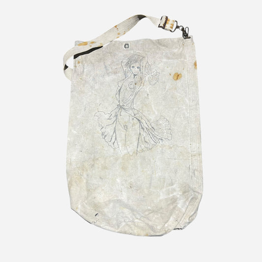 1940s WWII USN hand drawn artwork bag