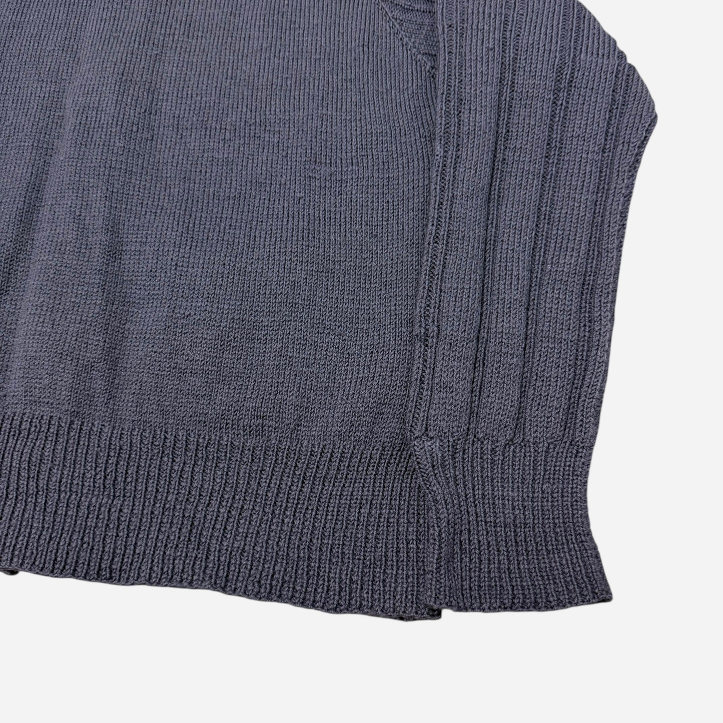 1930s 1940s Light blue ribbed wool talon zip up cardigan (L/XL)
