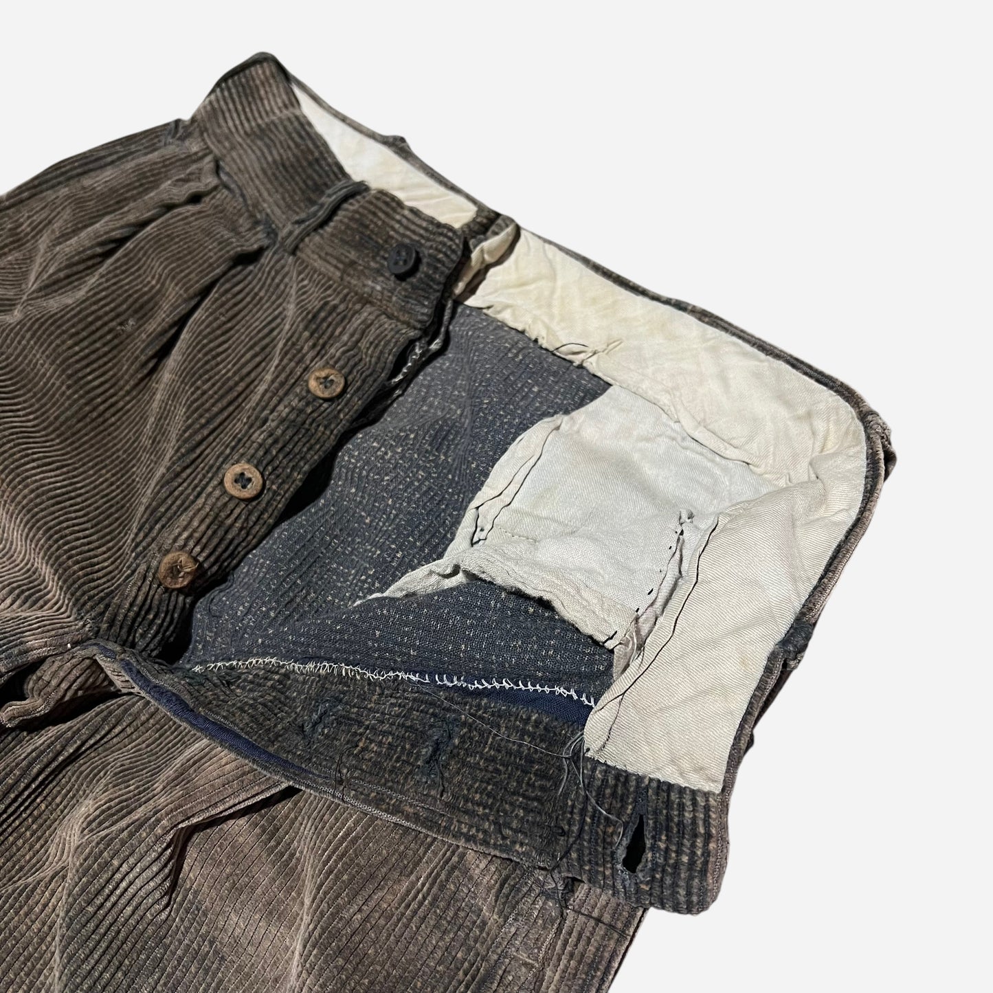 1930s Sun faded printed fleck corduroy pleated work pants (27w)
