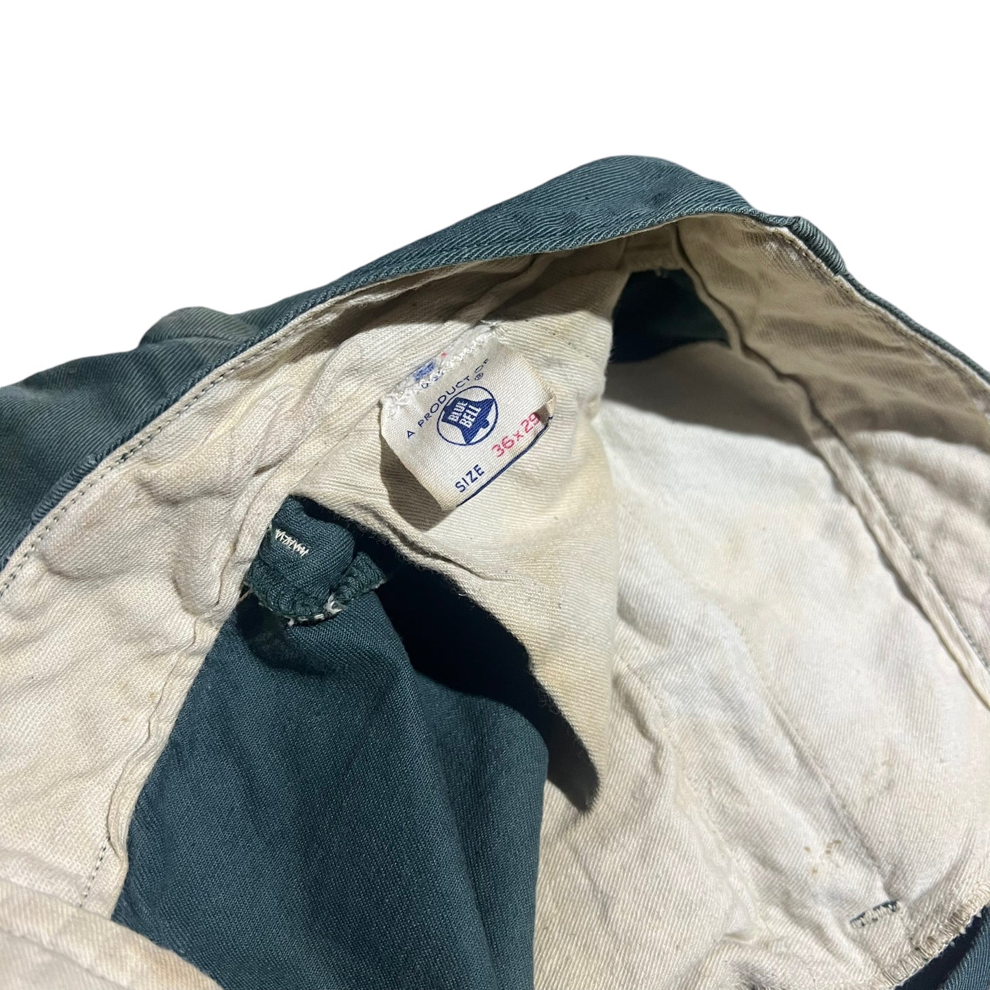 1950s Blue Bell green sail cloth chino work pants (34w)
