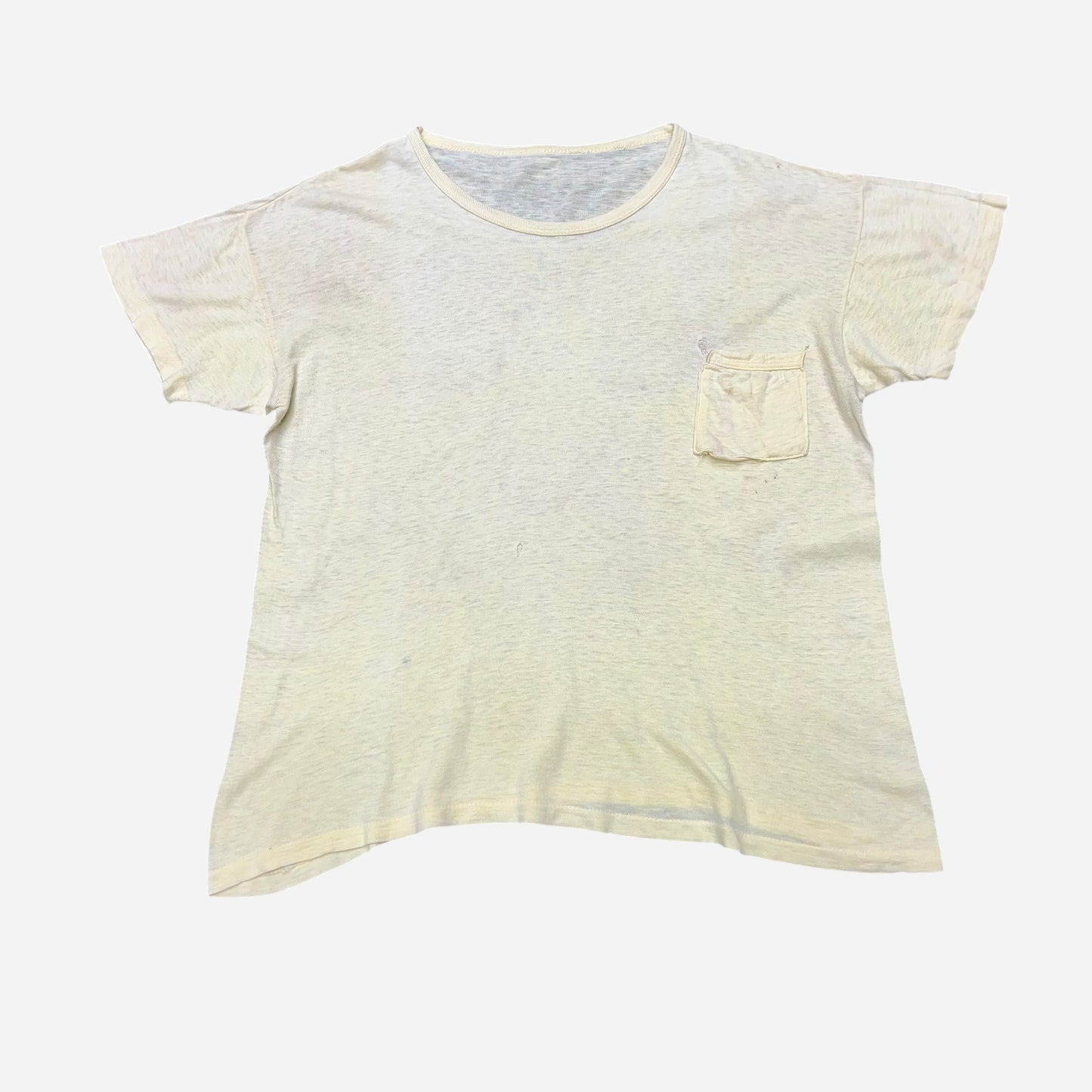 1940s Off white cotton one pocket t shirt (L)