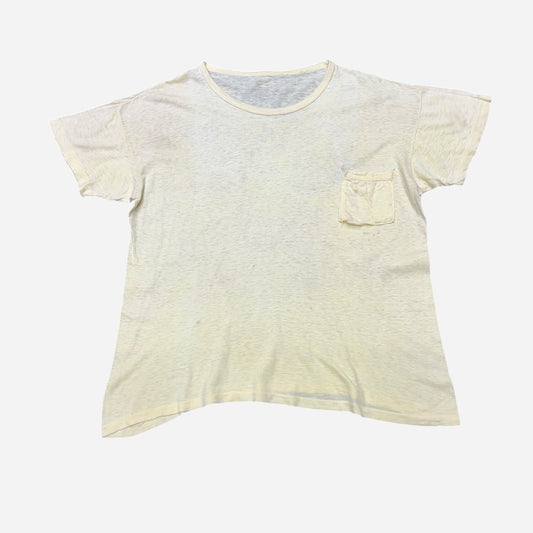 1940s Off white cotton one pocket t shirt (L)