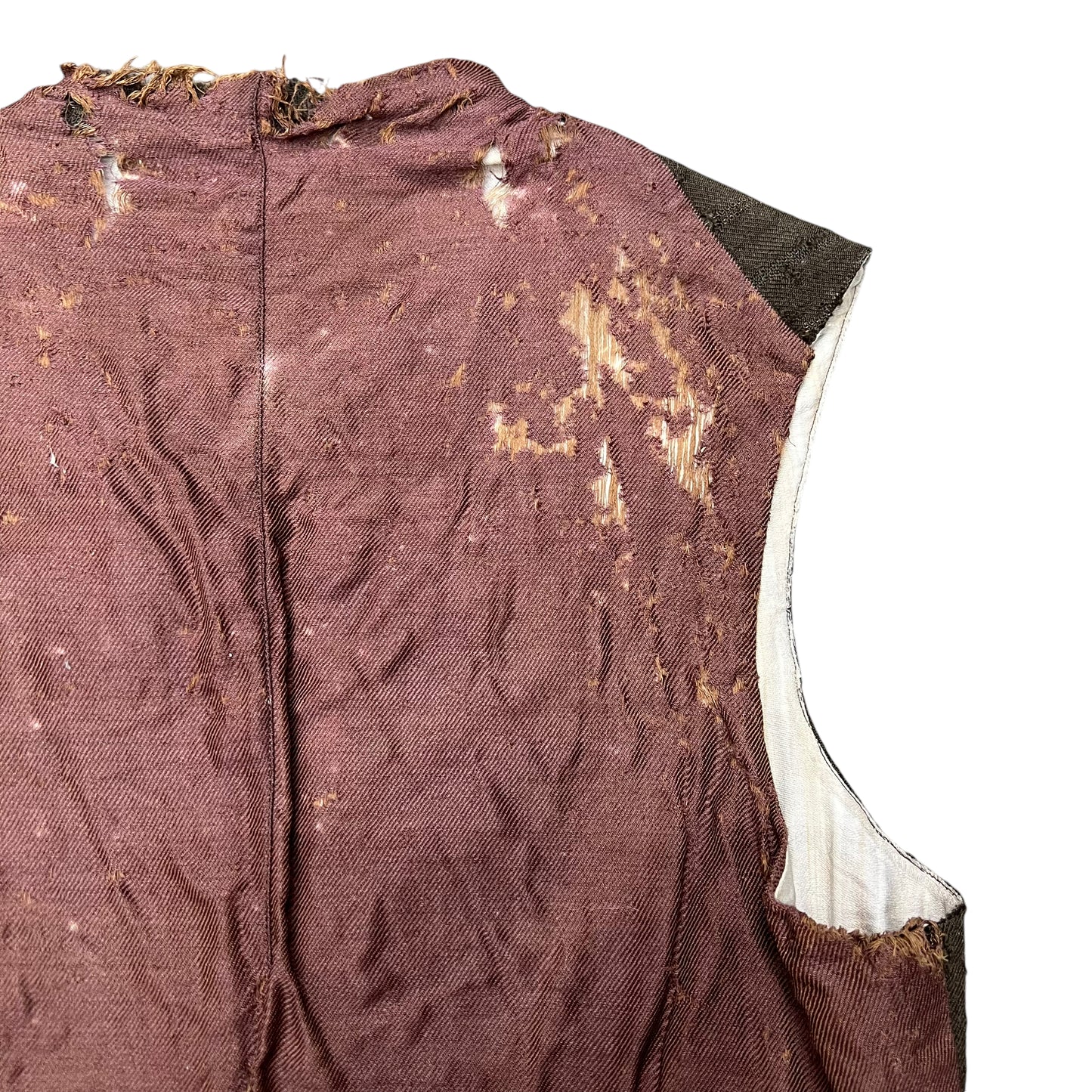 1900s-1910s Distressed brown striped wool vest (M)