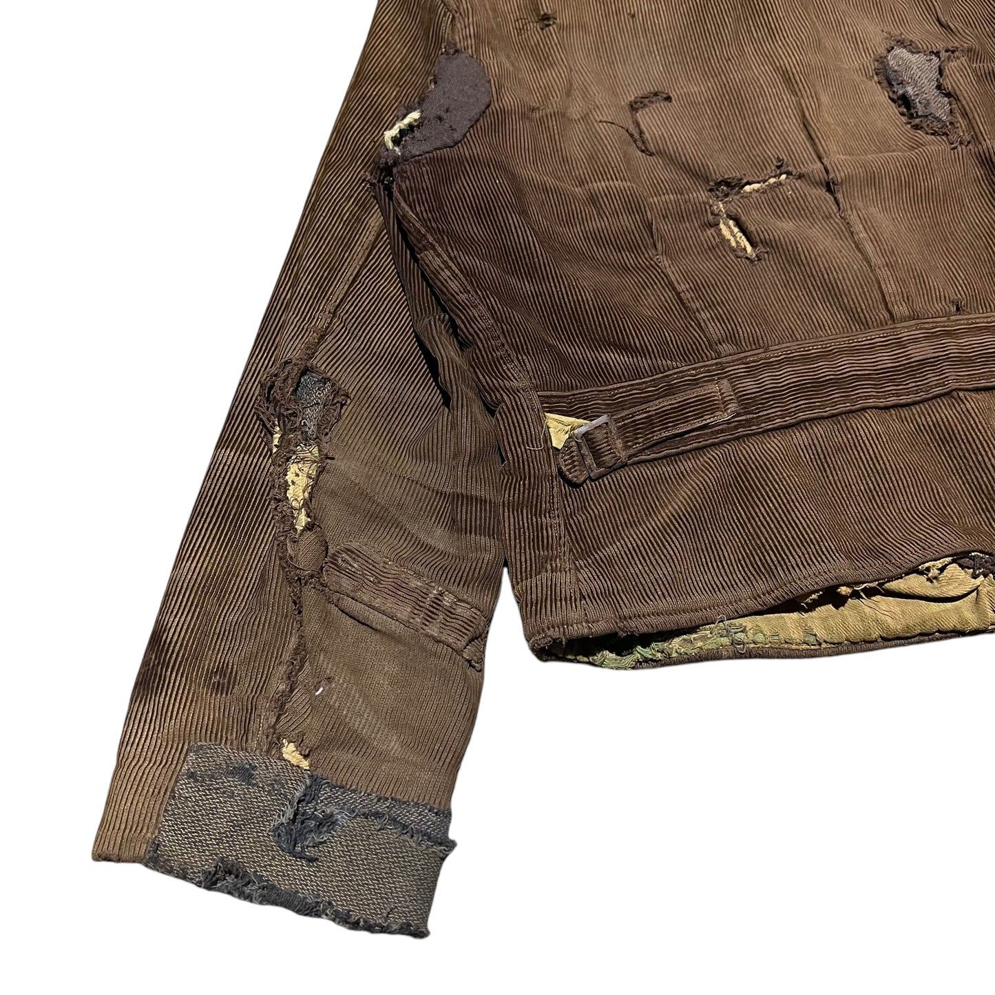 1930s Brown distressed sun faded corduroy work jacket (S/M)