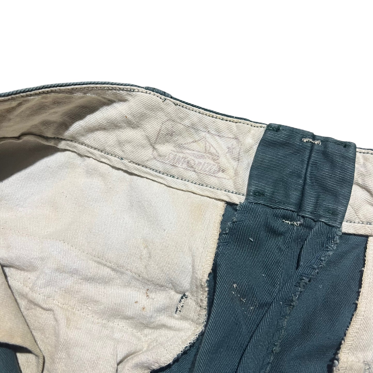 1950s Blue Bell green sail cloth chino work pants (34w)