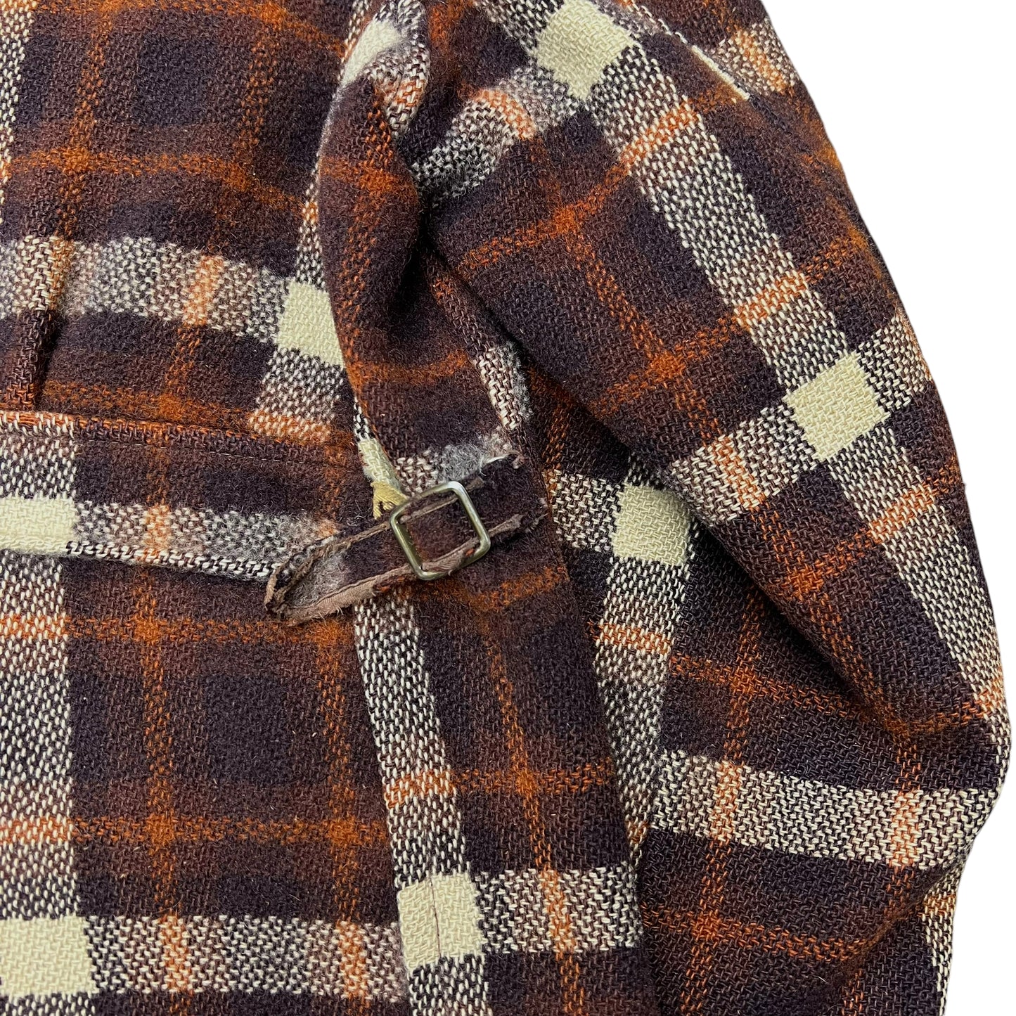 1930s Hercules plaid wool zip up jacket belt back coat (L/XL)