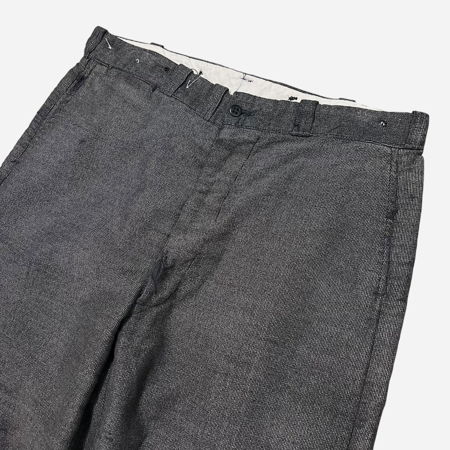 1940s Stifel moleskin salt and pepper repaired work pants (33w)