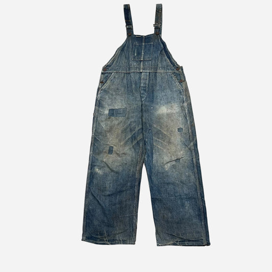1920s Train button overalls “triple stitch seam” (36w)