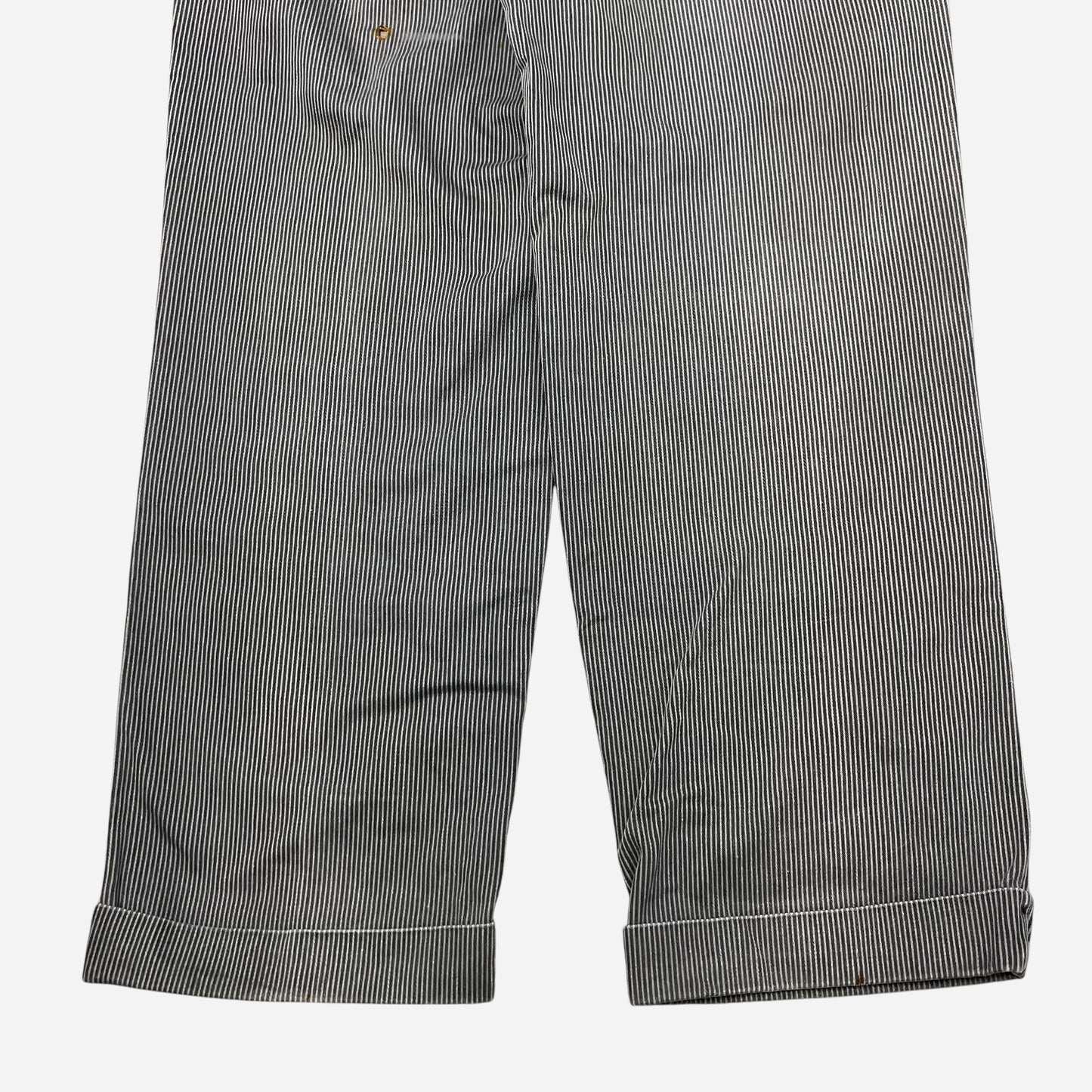 1950s Gray striped buckle back cotton pants (29w)