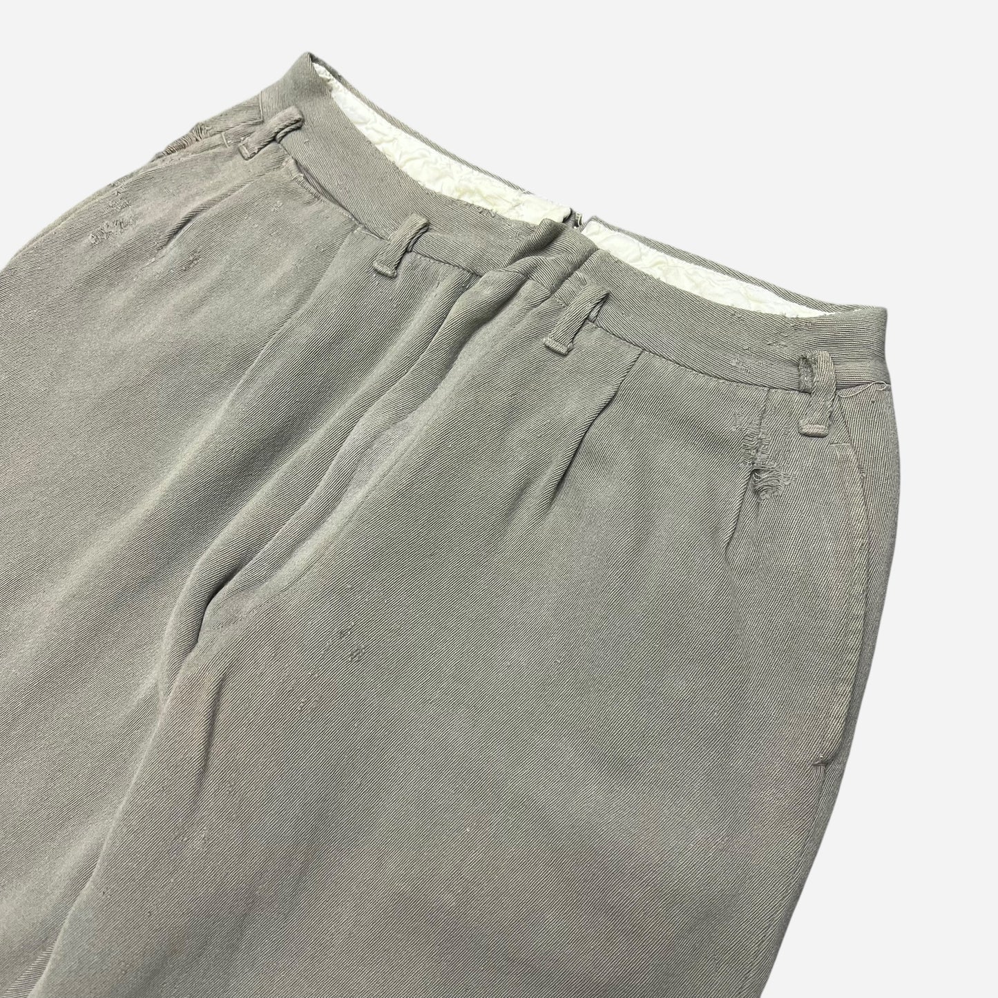 1940s Gray pleated whipcord work pants (28w)