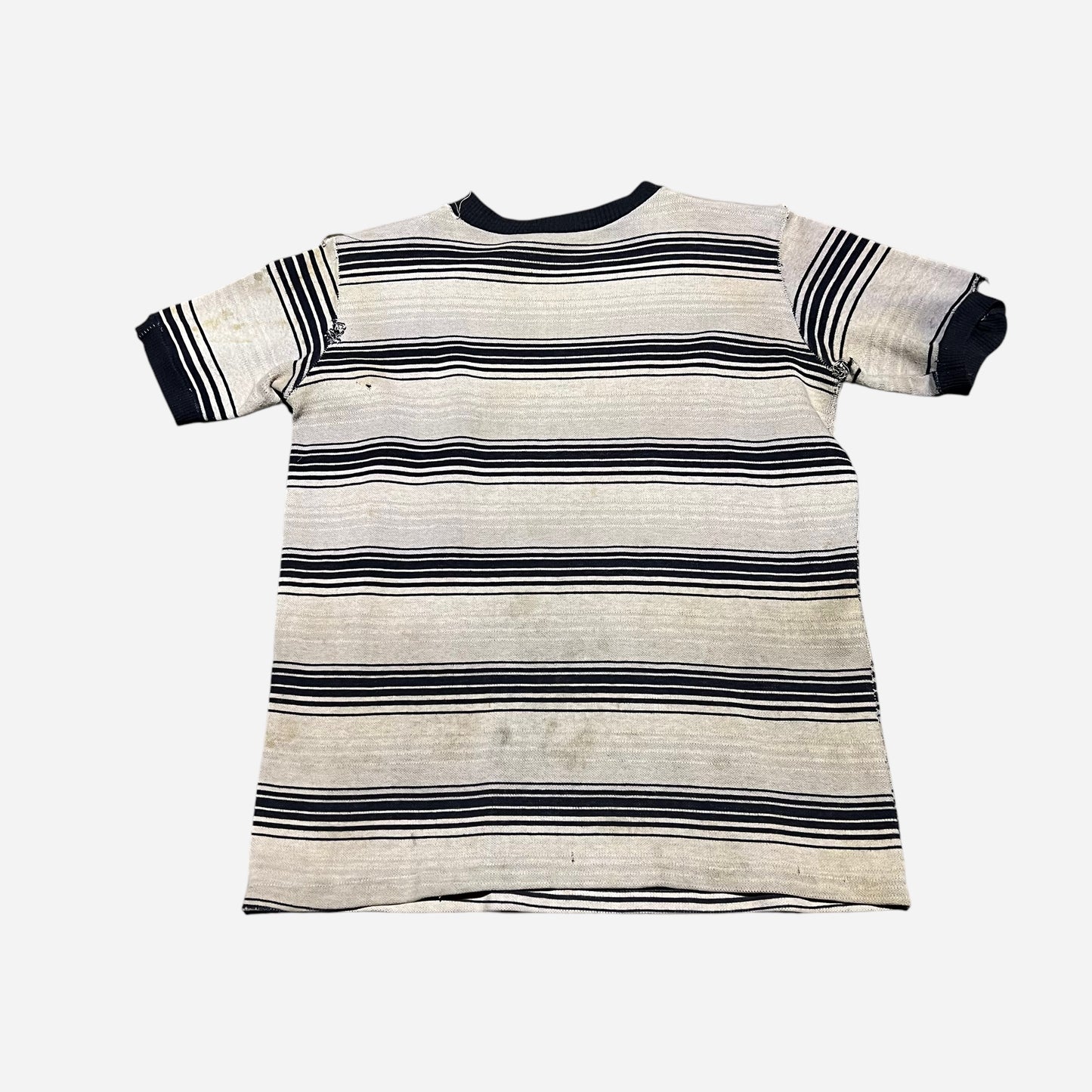 1950s Black and white striped cotton jacquard t shirt (M)