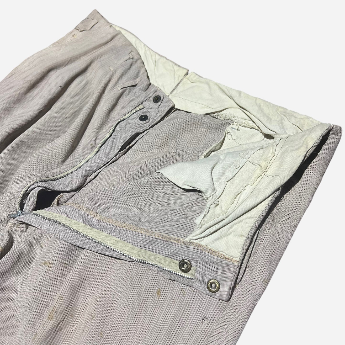 1950s Gray striped rayon pleated pants (36w)