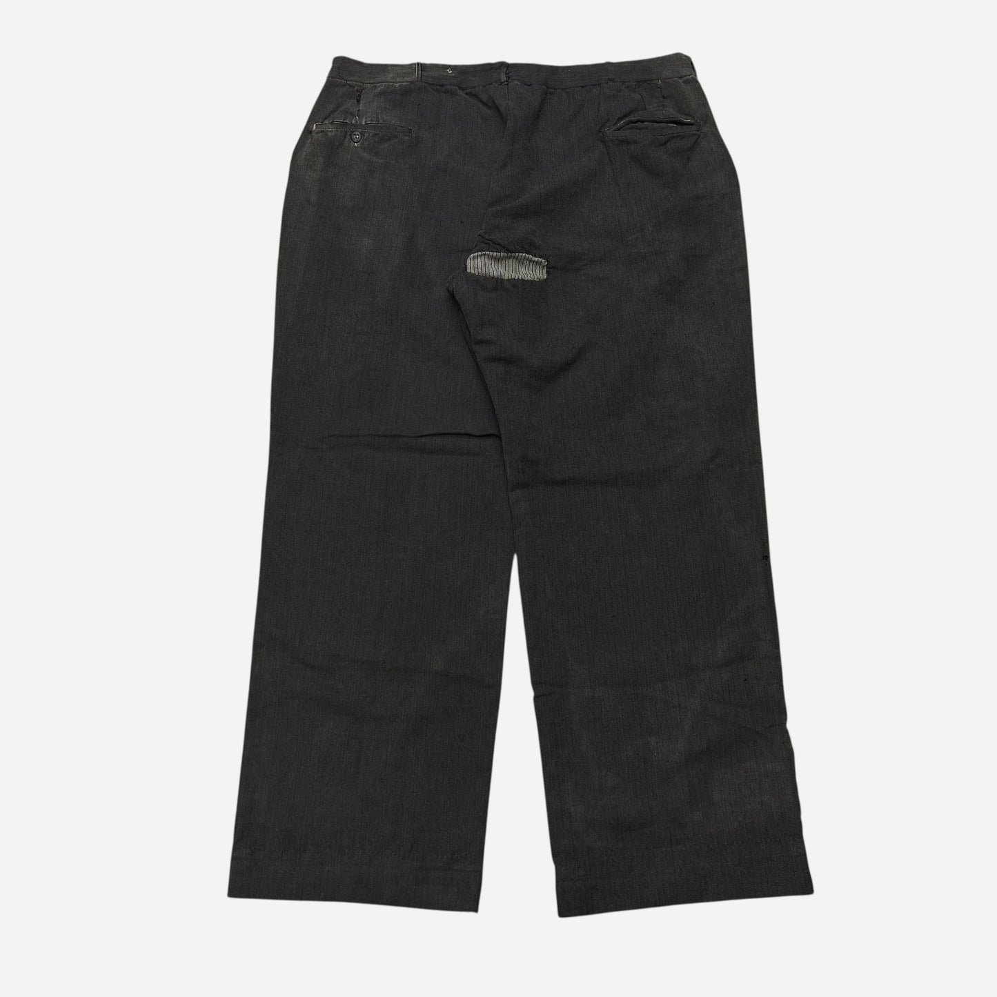 1930s NRA gray herringbone wool double button front work pants (38w)