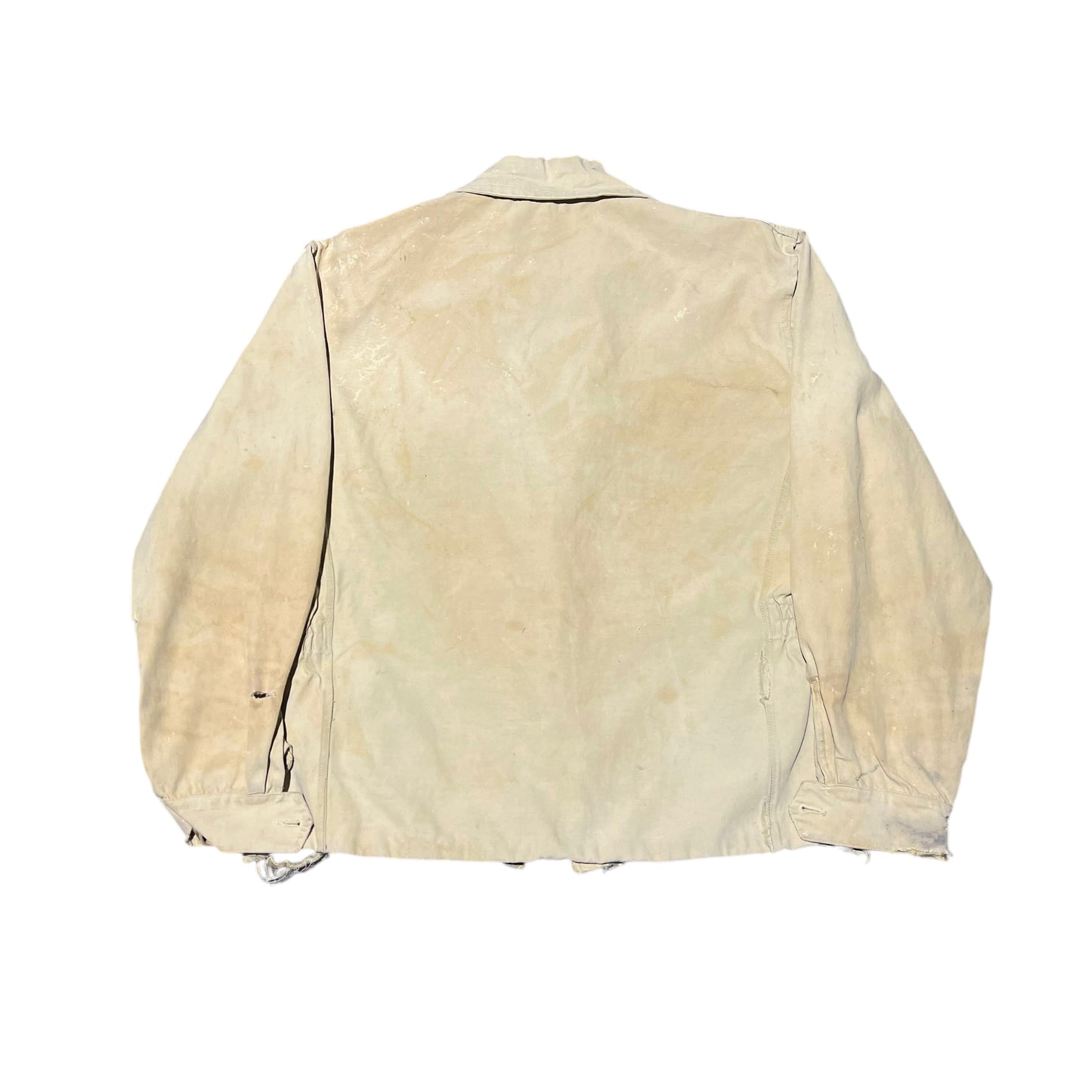 1950s Distressed cream light cotton crown zip jacket (M)
