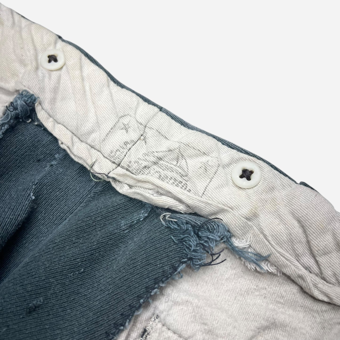 1950s Sail cloth green two fabric whipcord work pants (35w)