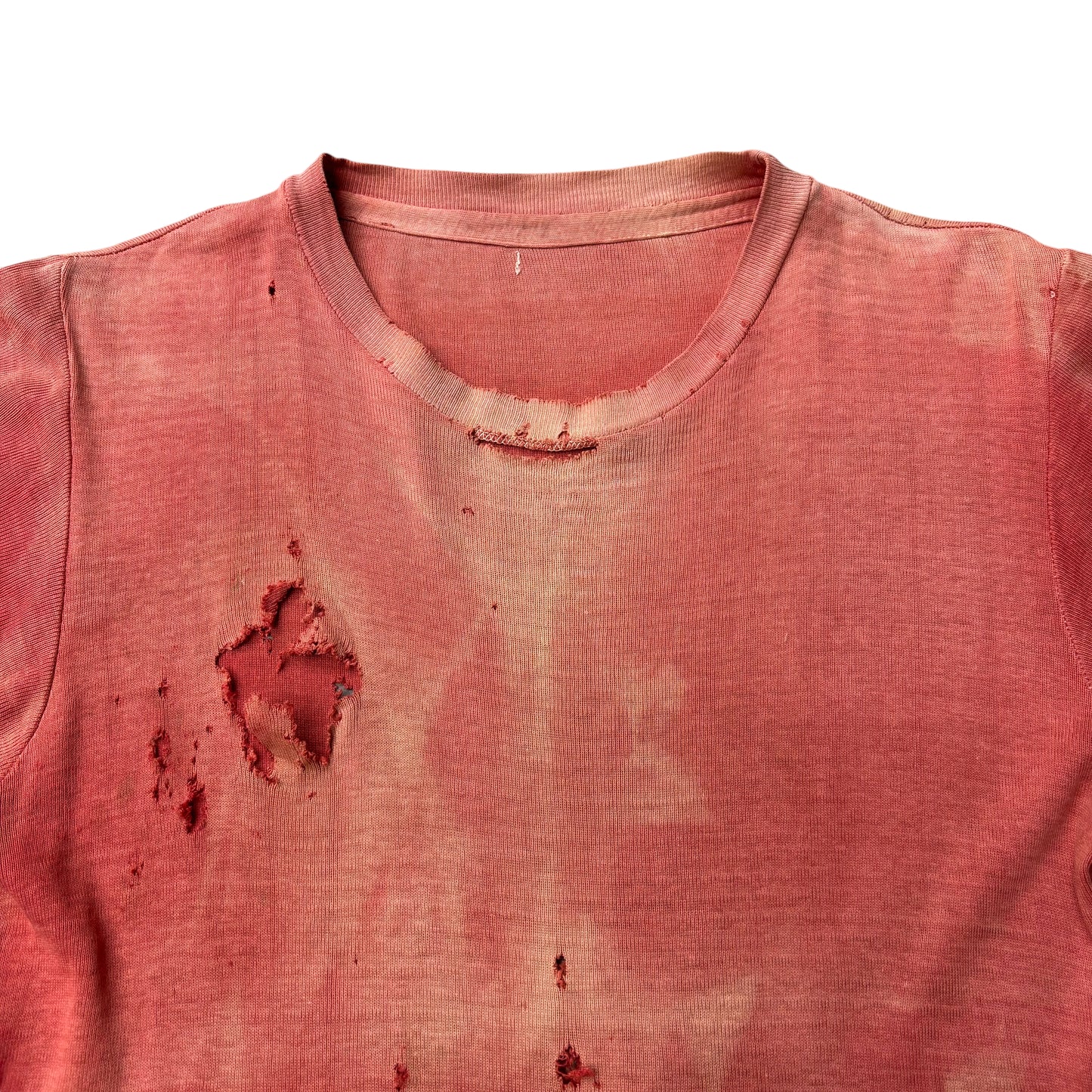 1950s Red sun faded ribbed cotton t shirt (M)