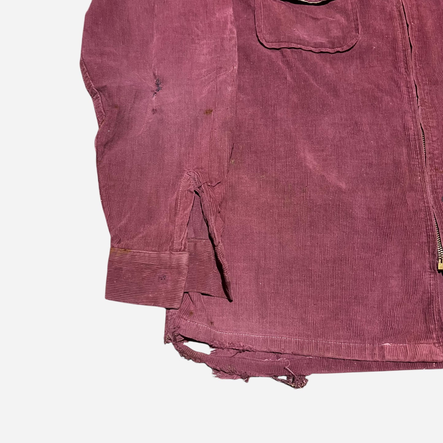 1950s Burgundy corduroy zip up shirt (M/L)