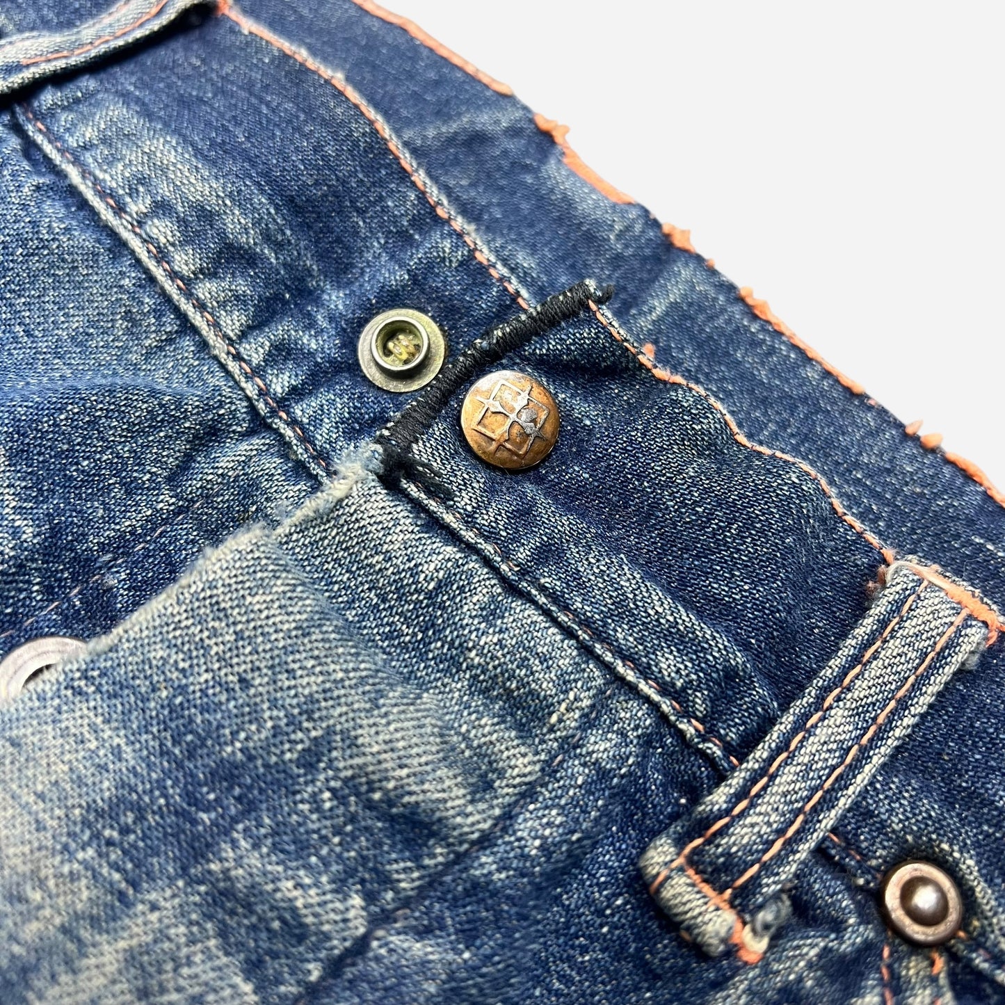 1940s Unbranded donut button fly carpenter denim jeans (32w)