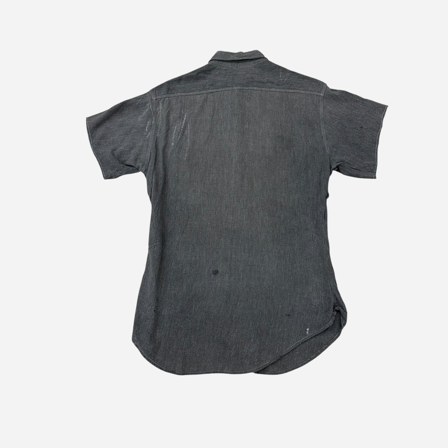 1960s Big Mac salt & pepper paint splatter chambray work shirt (M)