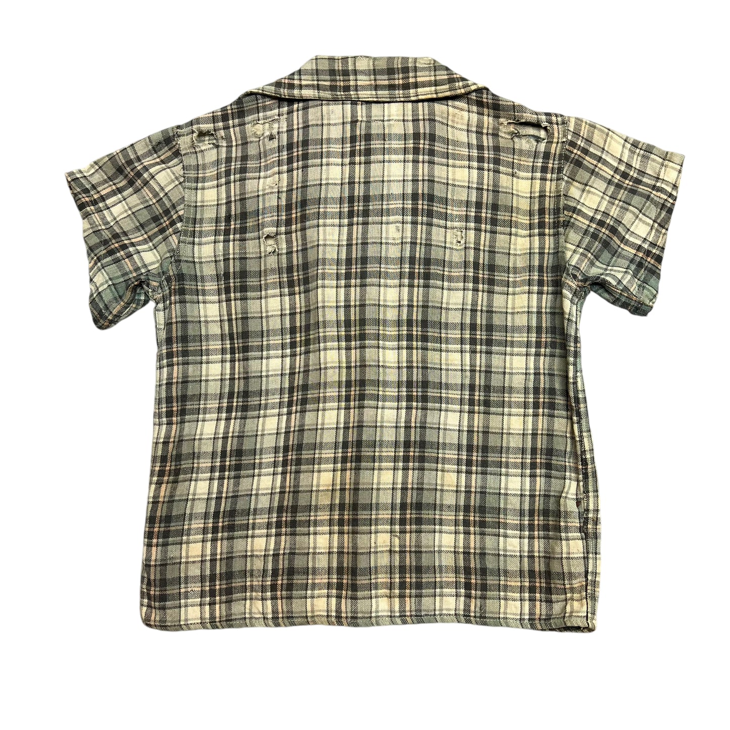 1930s Winter wear green plaid flannel (XS)