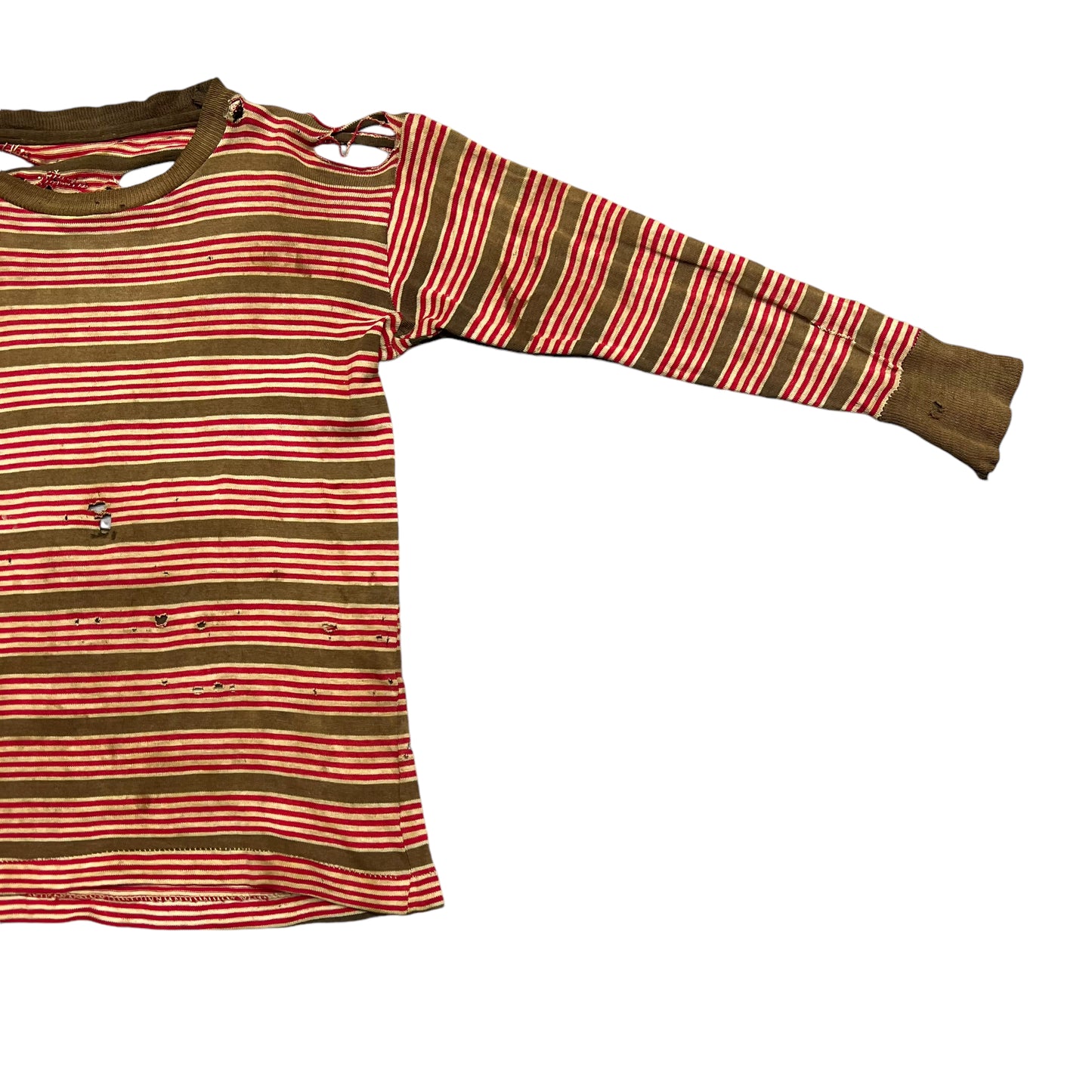 1940s “Freddy Krueger” distressed red striped long sleeve shirt (XXS)