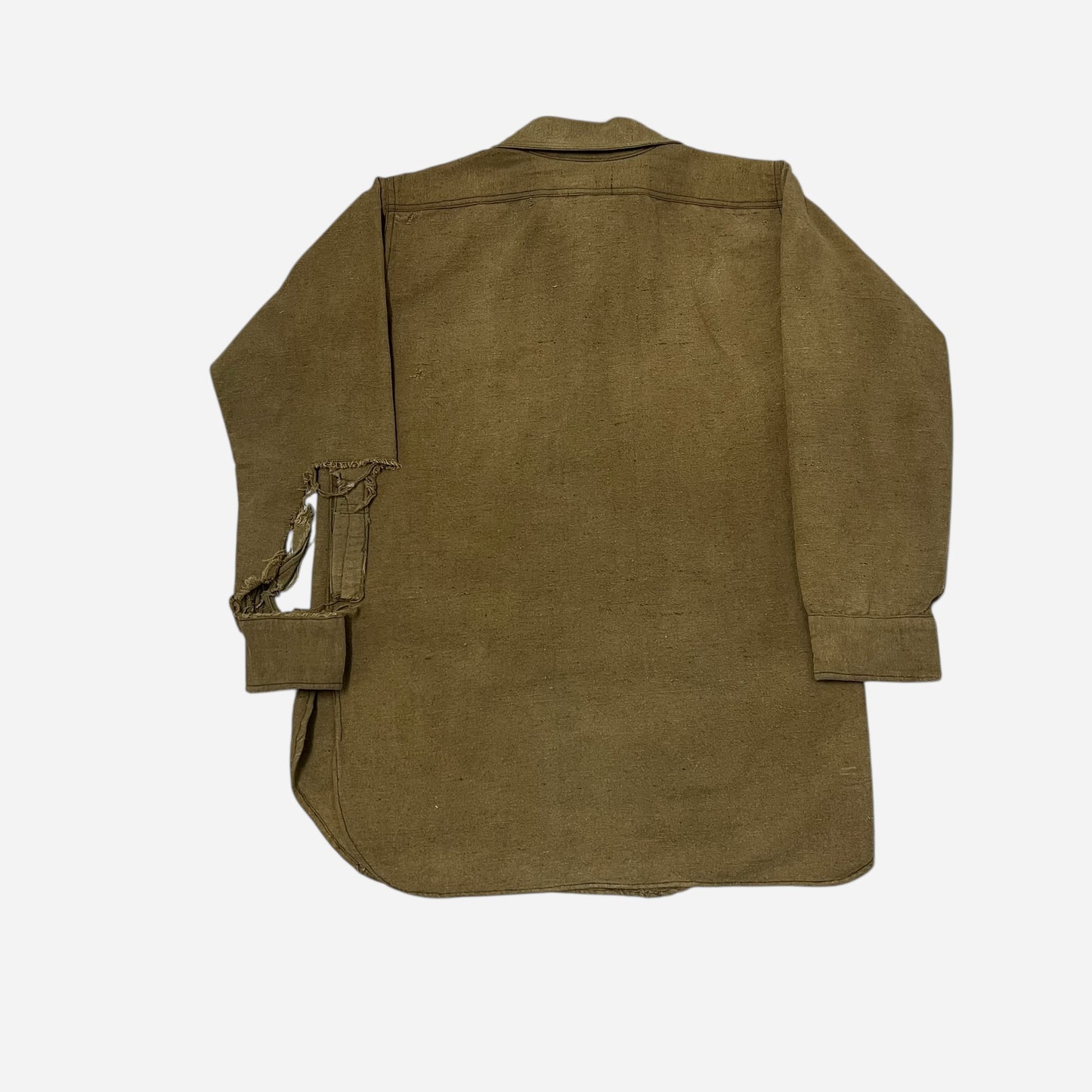 1920s Green/brown wool chinstrap pullover work shirt (S)