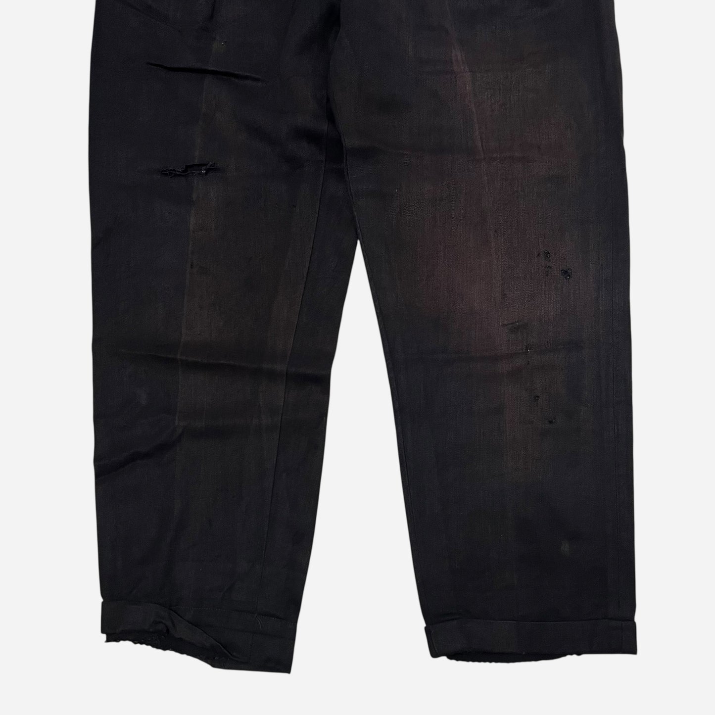 1940s 1950s Black rayon pleated drop loop pants (30w)