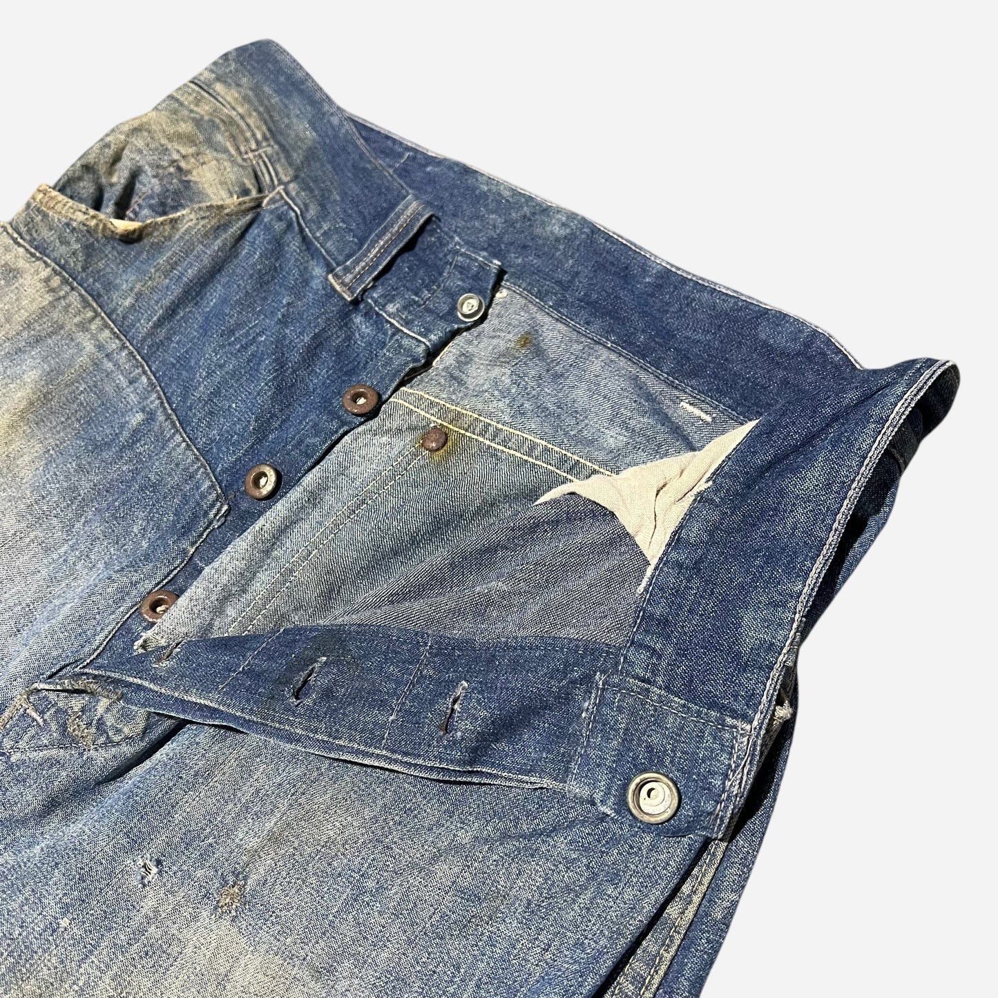 1930s Donut button fly sun faded denim jeans (31w)