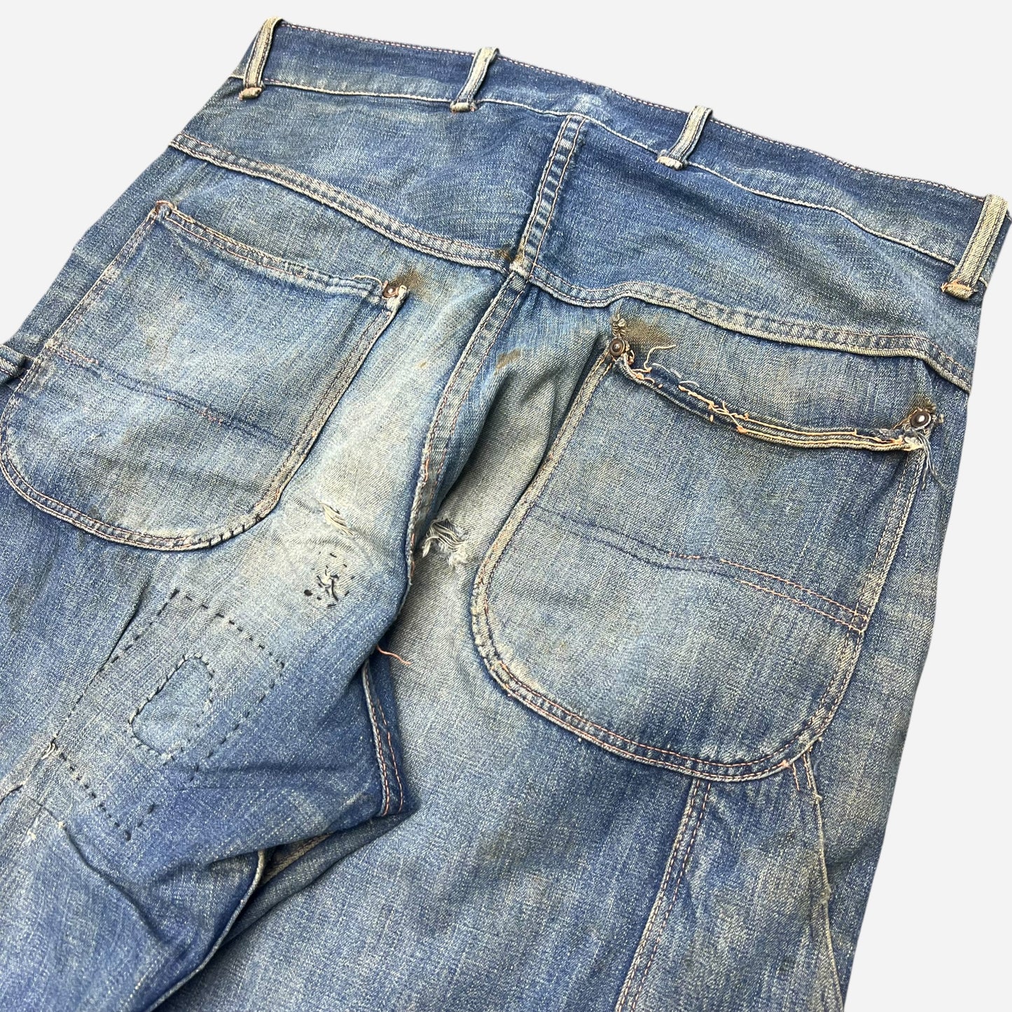 1930s Unbranded donut button fly carpenter denim jeans (32w)
