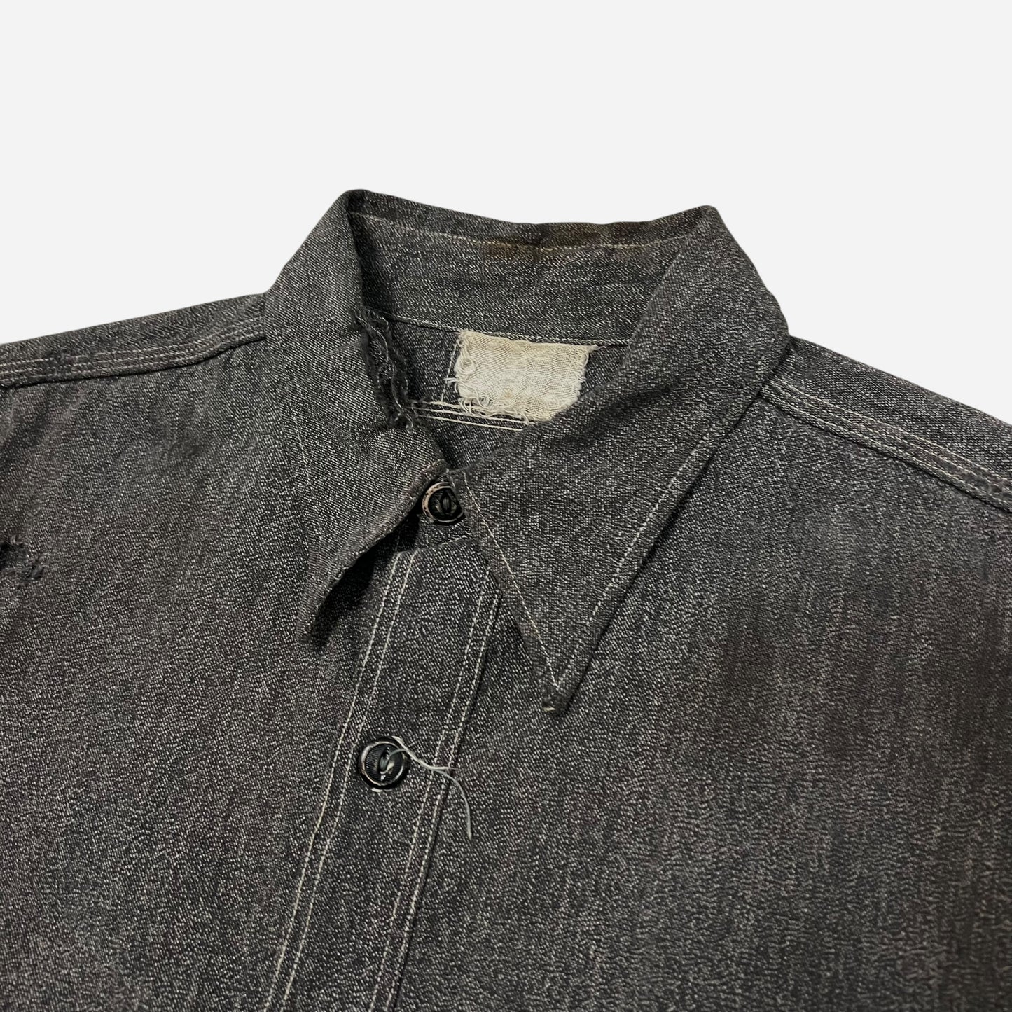 1930s Salt and pepper chambray shirt (L)