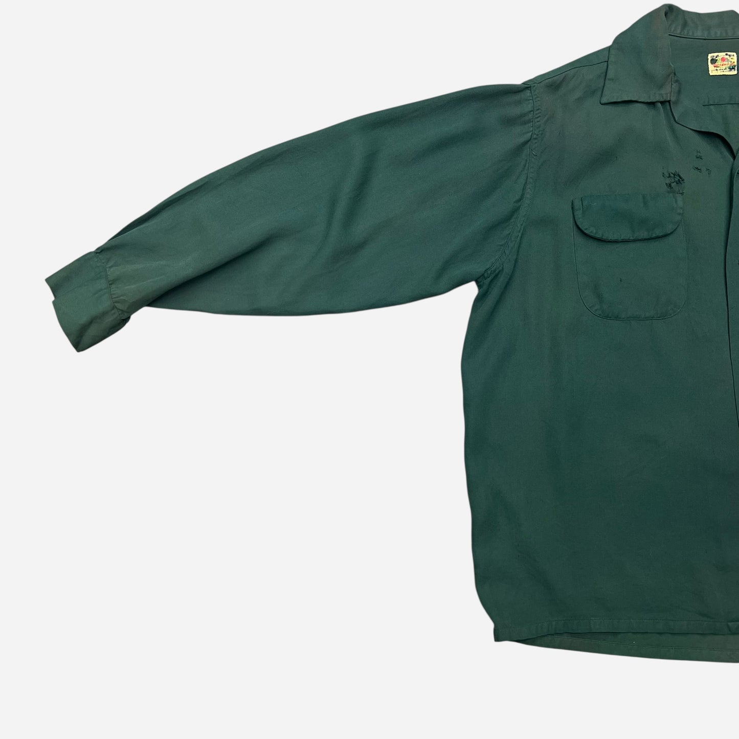1950s Green fotl rayon loop collar shirt (M/L)