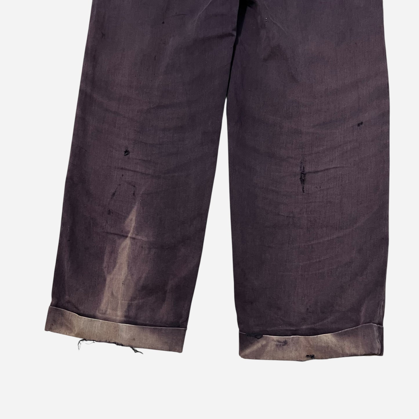 1950s Purple cotton buckle back sun faded pants (28w)