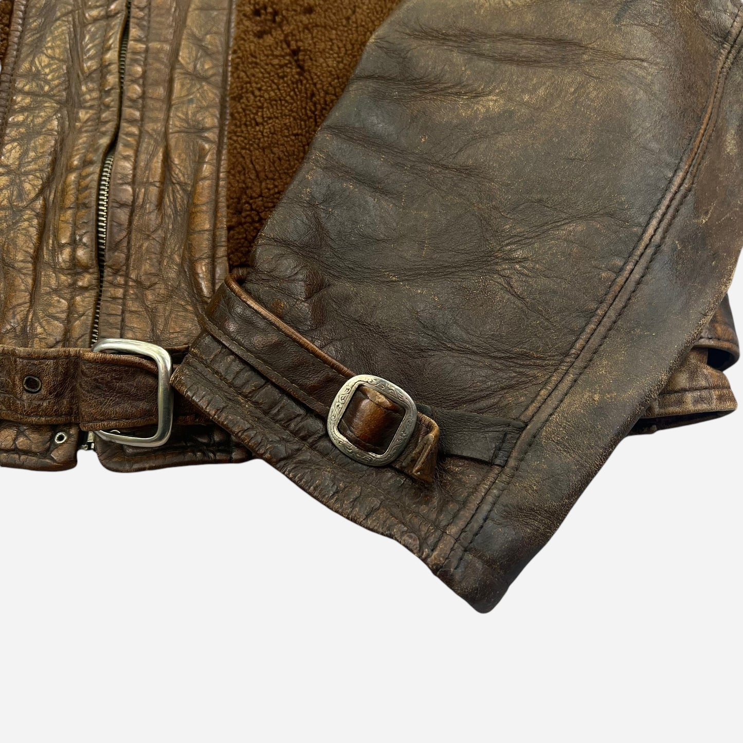 1930s Brown grizzly leather jacket (M)