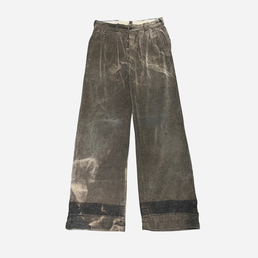 1930s Sun faded printed fleck corduroy pleated work pants (27w)