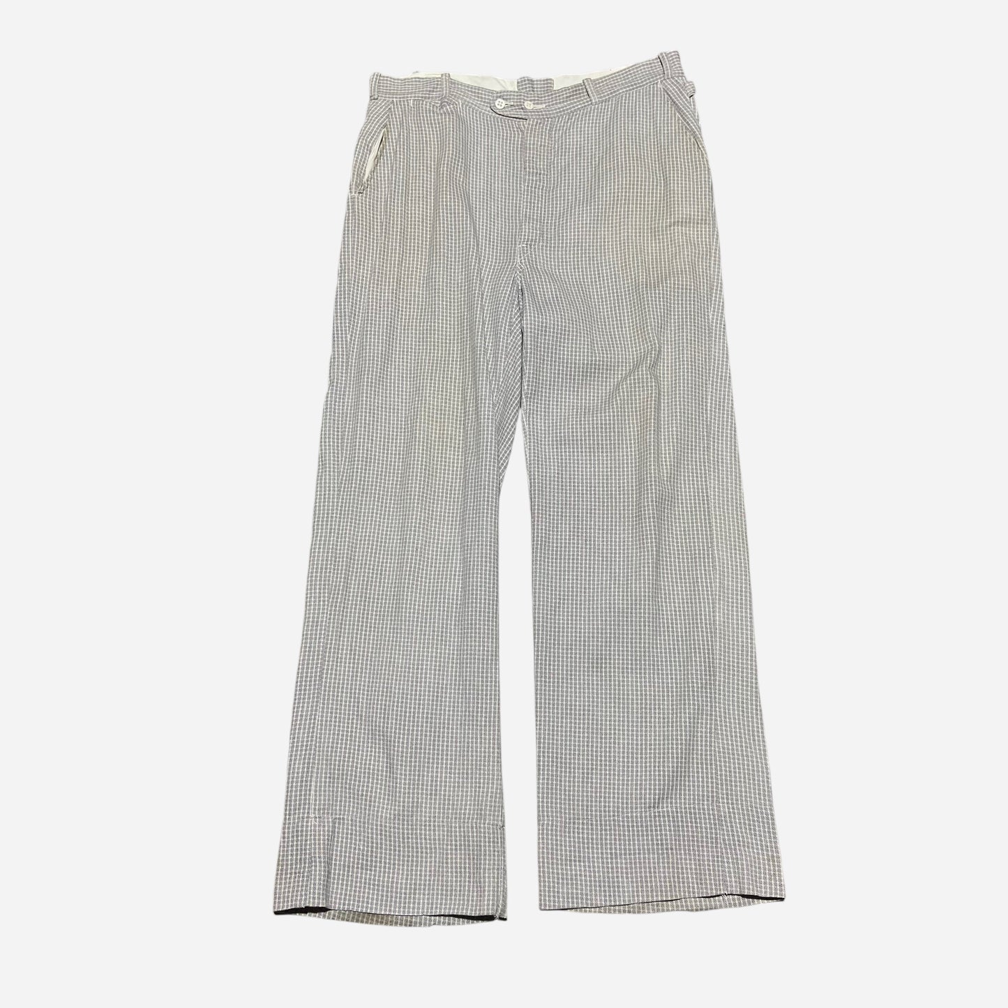 1930s 1940s White checkered pattern side clasp summer pants (34w)