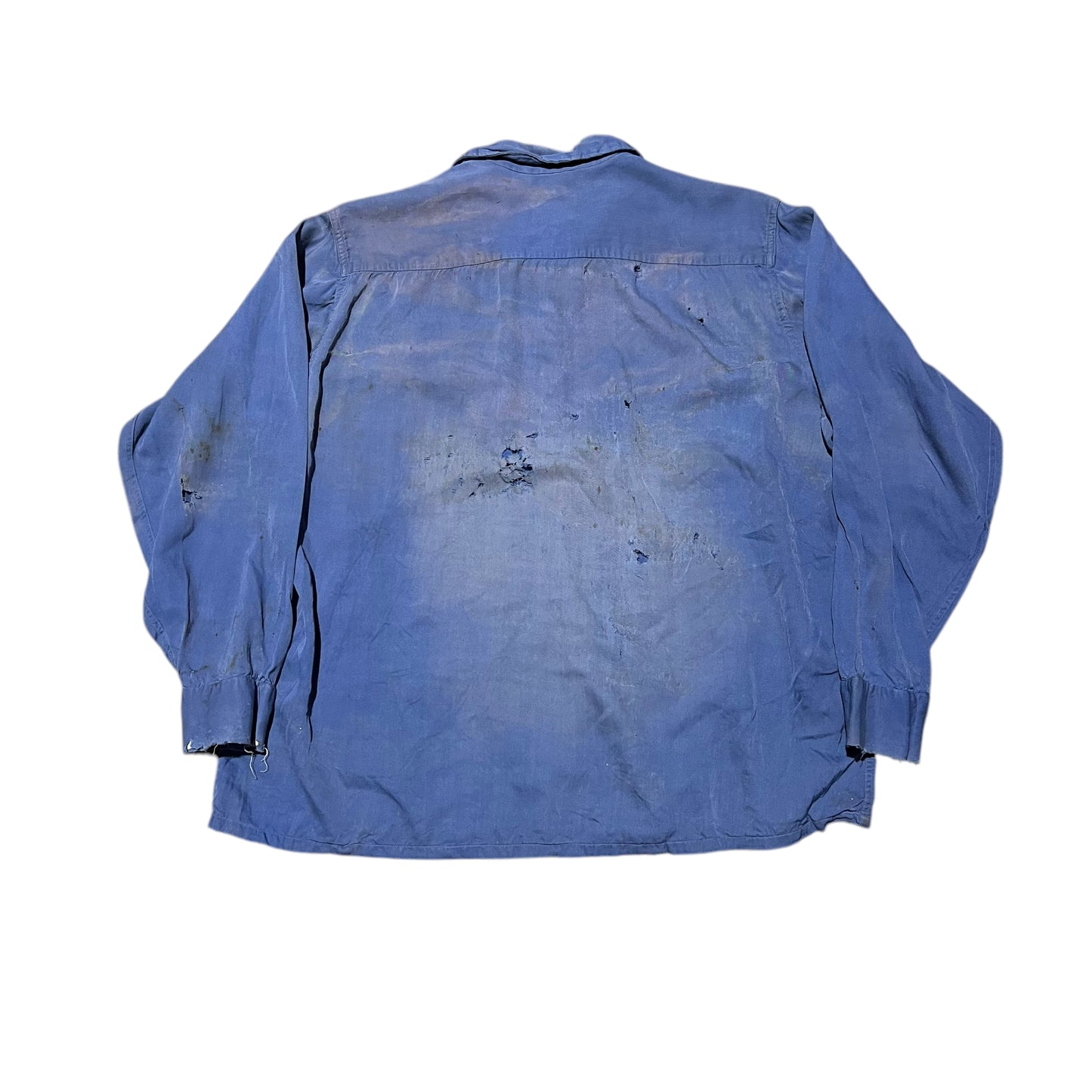 1950s Blue rayon loop collar shirt (L)