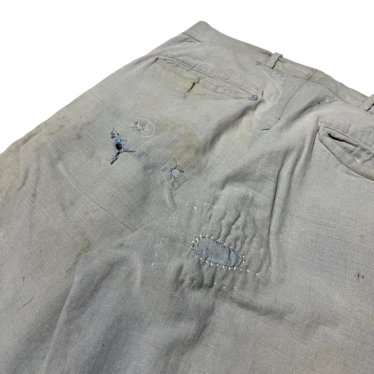 1940s Cone Mills Strongbilt blue salt and pepper chambray pants (32w)