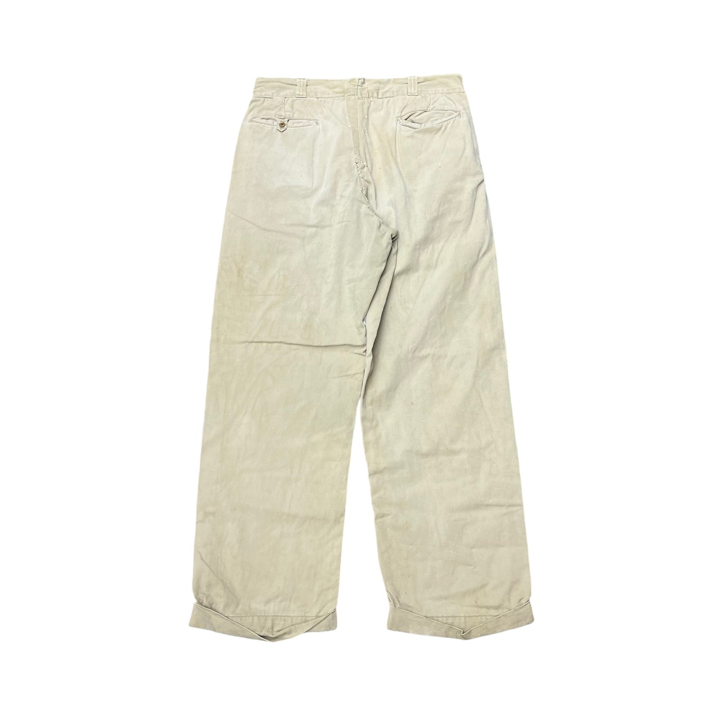 1950s Sail cloth khaki chino work pants (33w)