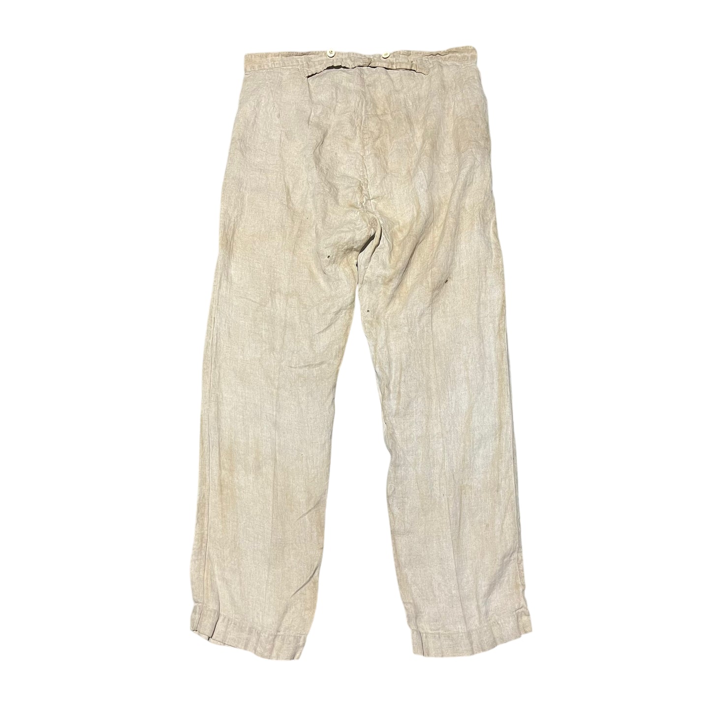 1870s-1880s Linen cinch back button fly work pants (38w)