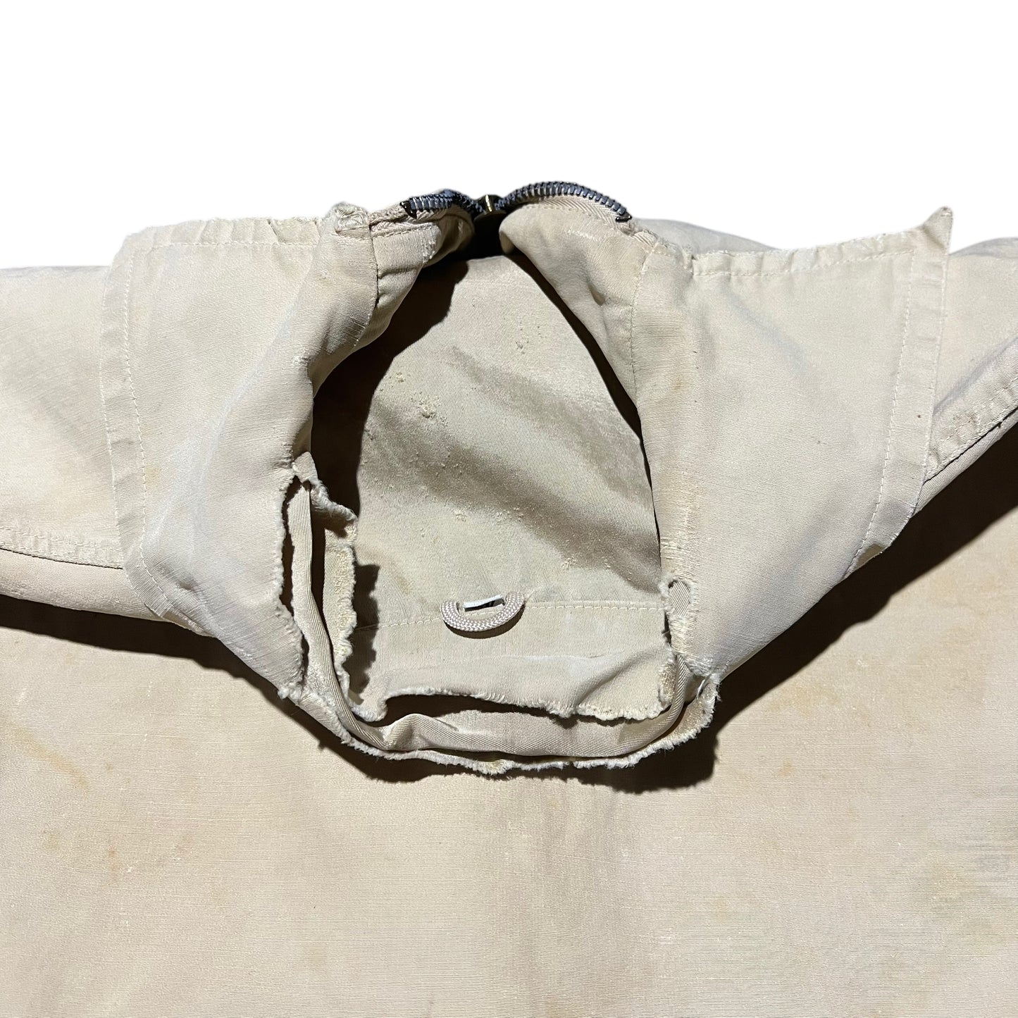 1950s Distressed cream light cotton crown zip jacket (M)