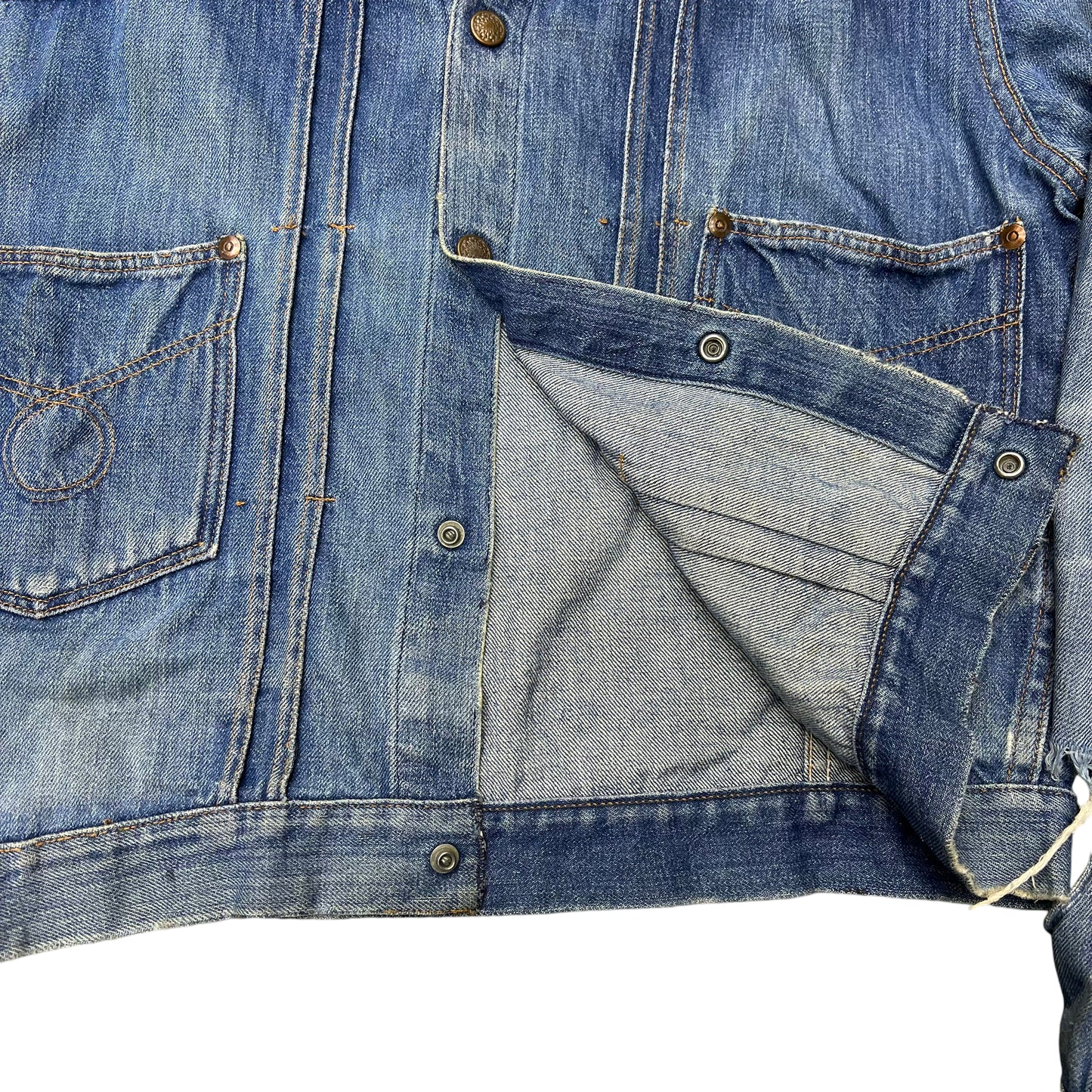 1950s Distressed denim two pocket jacket (M)