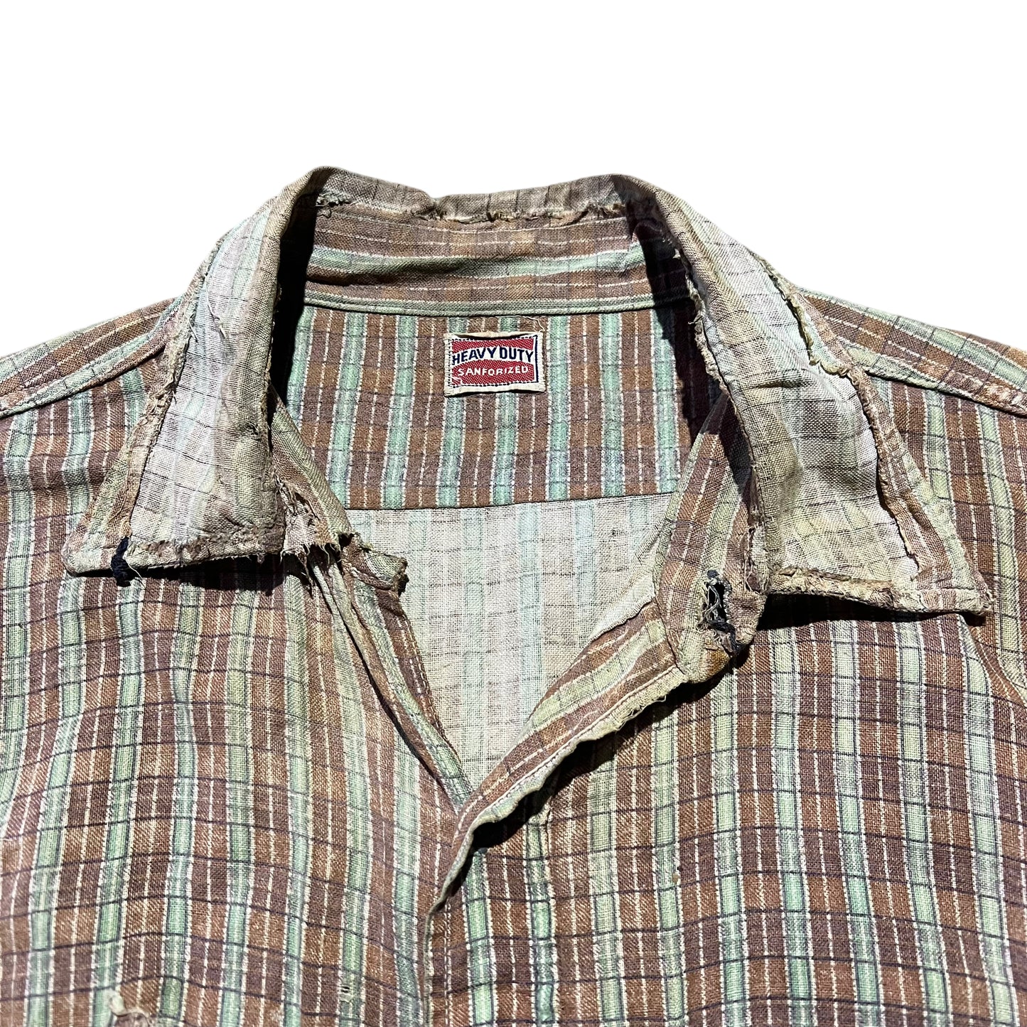 1940s Distressed cotton pattern shirt flannel (M/L)