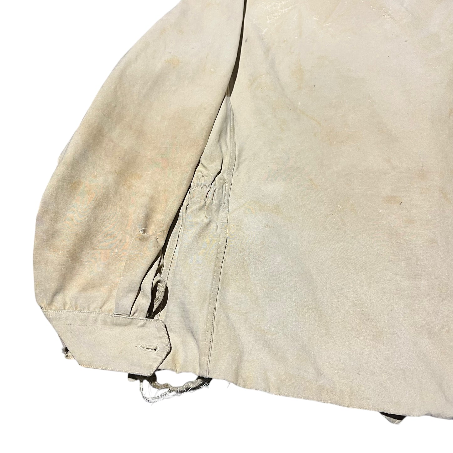 1950s Distressed cream light cotton crown zip jacket (M)