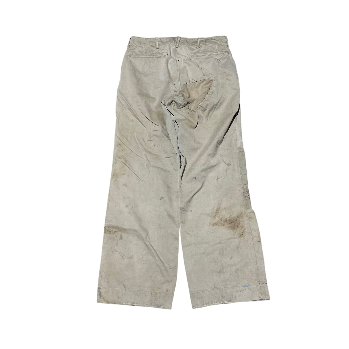 1940s WWII US Army zinc button repaired khaki chino pants (31w)