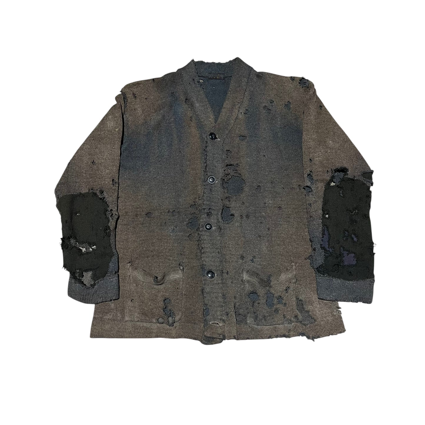 1920s Distressed blue faded wool cardigan (M)
