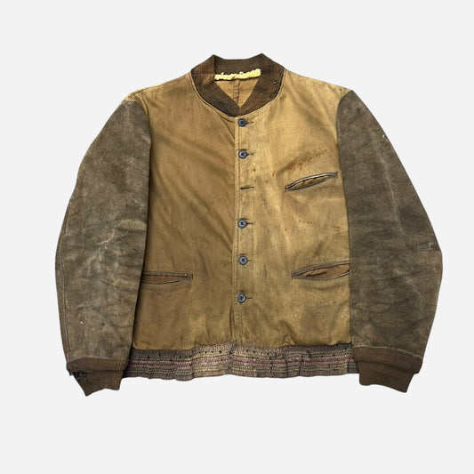 1920s 1930s Sears Double Duty cotton/leather work jacket (L/XL)