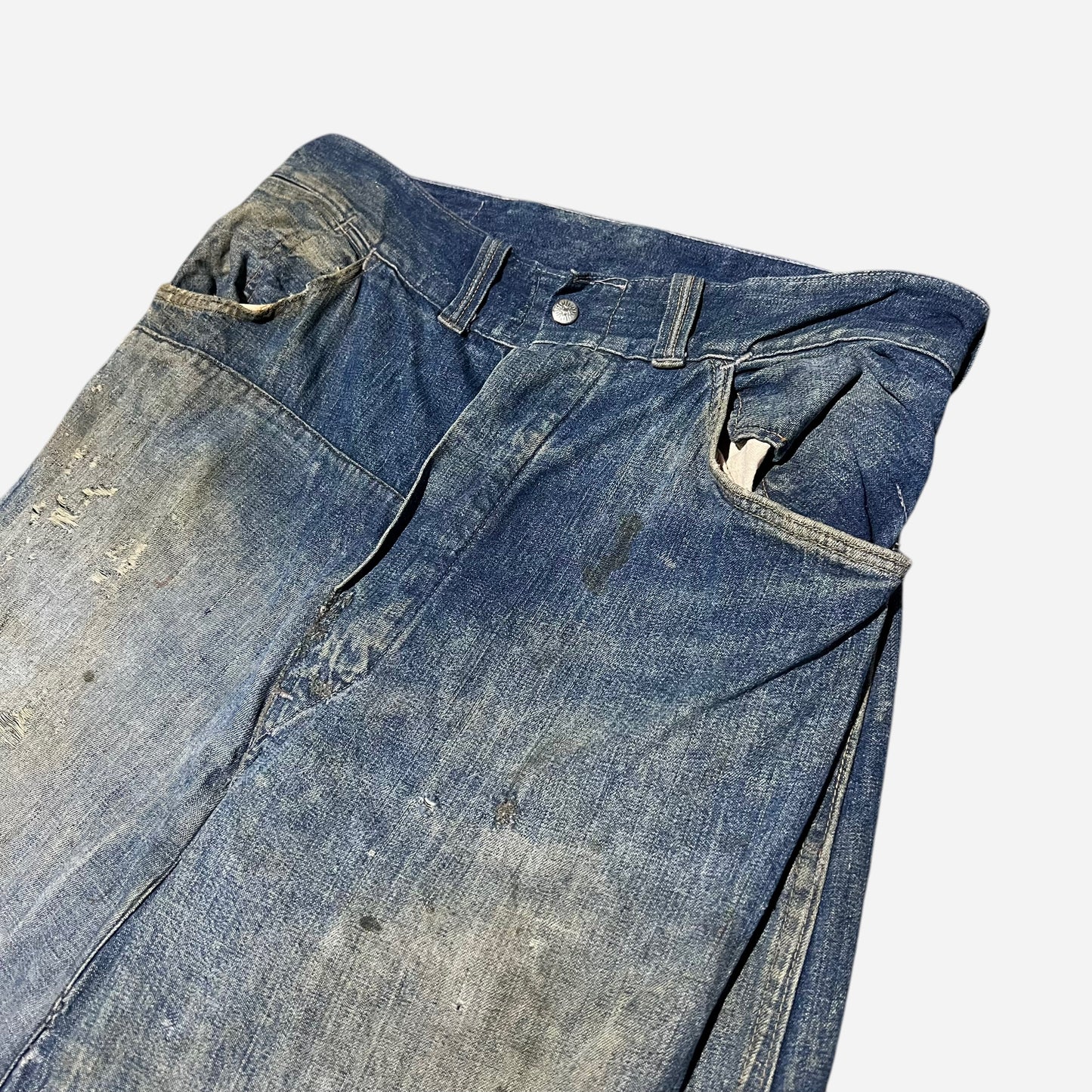 1930s Donut button fly sun faded denim jeans (31w)