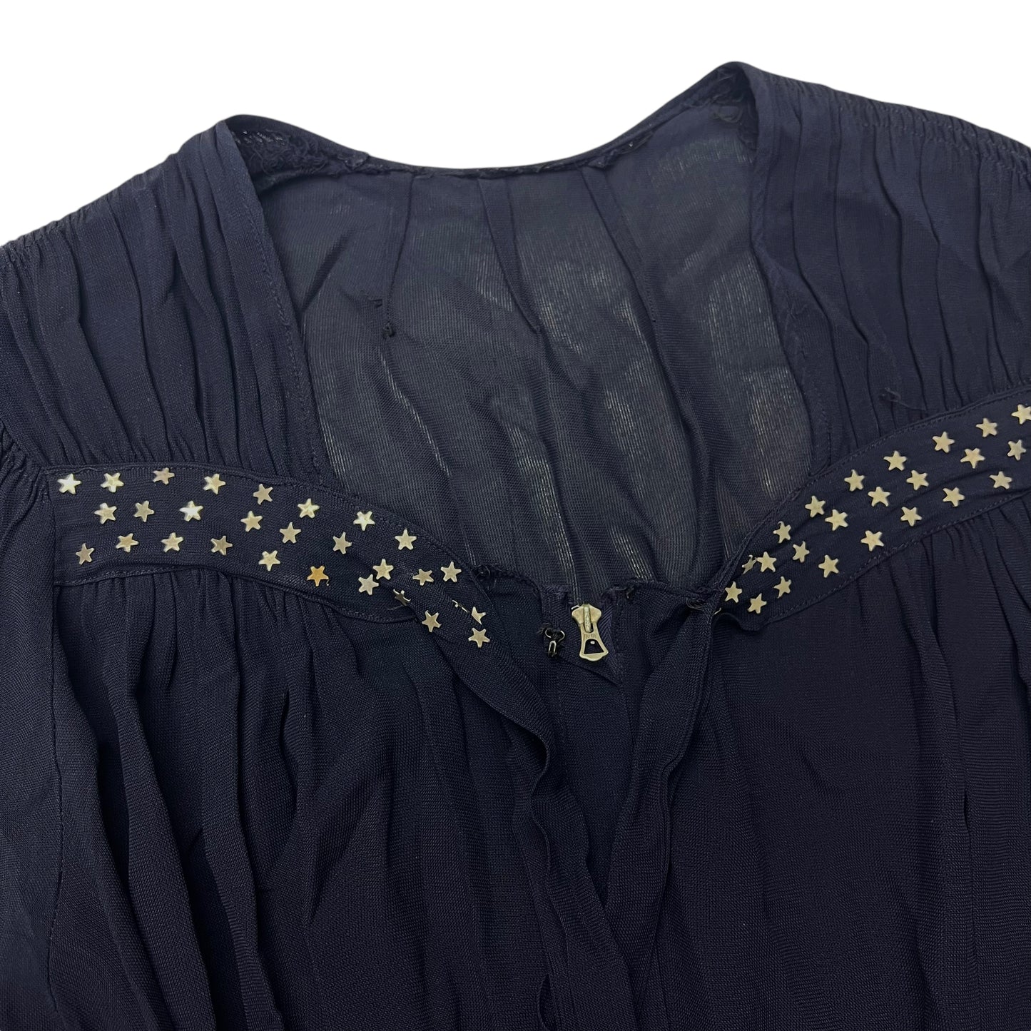 1930s Women’s Navy blue star studded embellished dress (M/L)